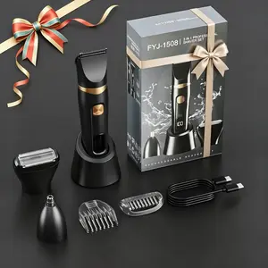 3-In-1 Electric Razor, Rechargeable Trimmer Set with Charging Base, Digital Display, Body Grooming Kit, Fyj-1508 Model