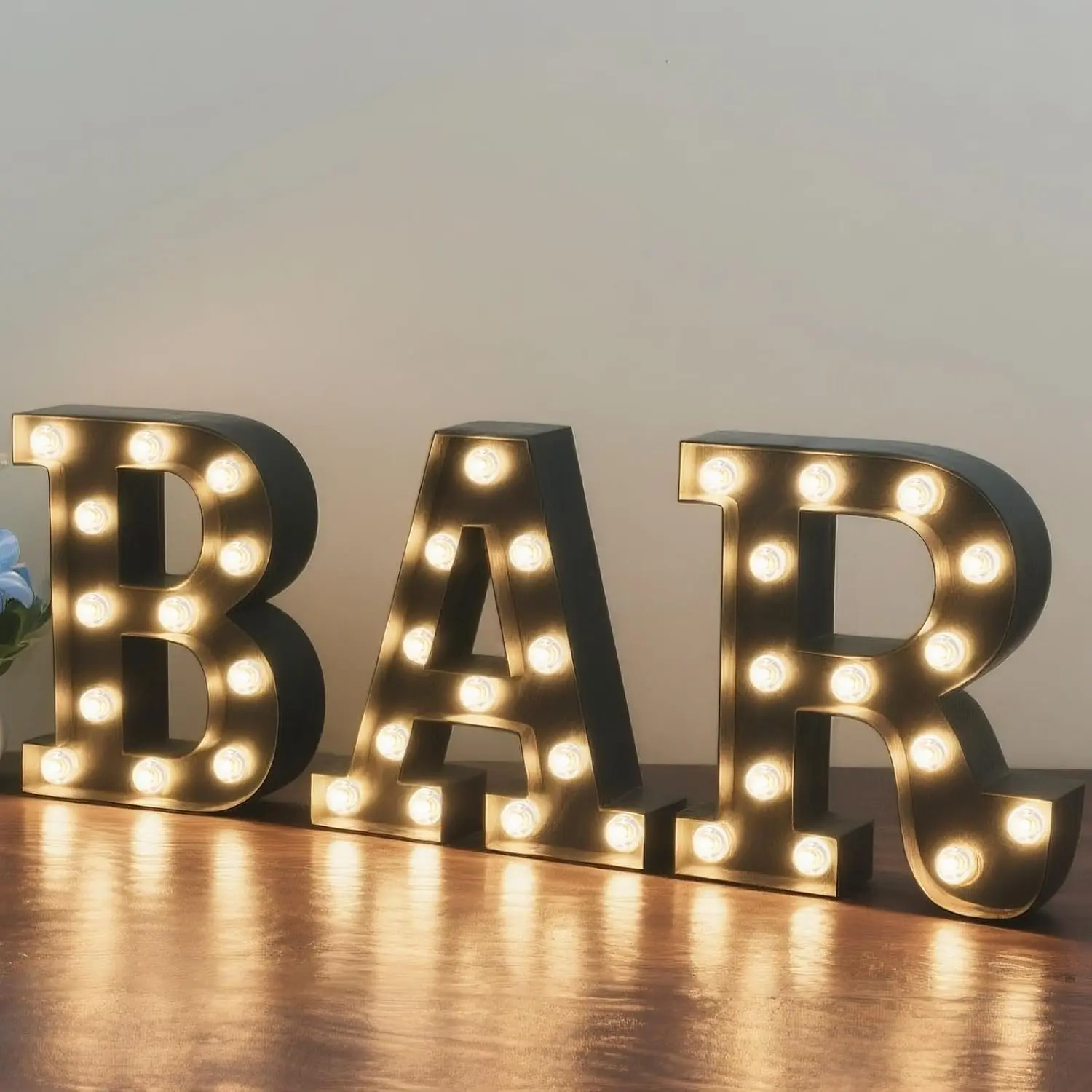 BAR - Illuminated LED Marquee  Sign - Pre-Lit Pub Bar Sign -  Operated (23.03-in x 8.66-in) (Black)