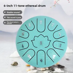 Rain Drum for Outside Garden, 6 Inches 11 Notes Steel Tongue Drum, Waterproof Meditation Rain Chime, Musical Instruments for Adult Gift with Bag, Music Book, Mallets