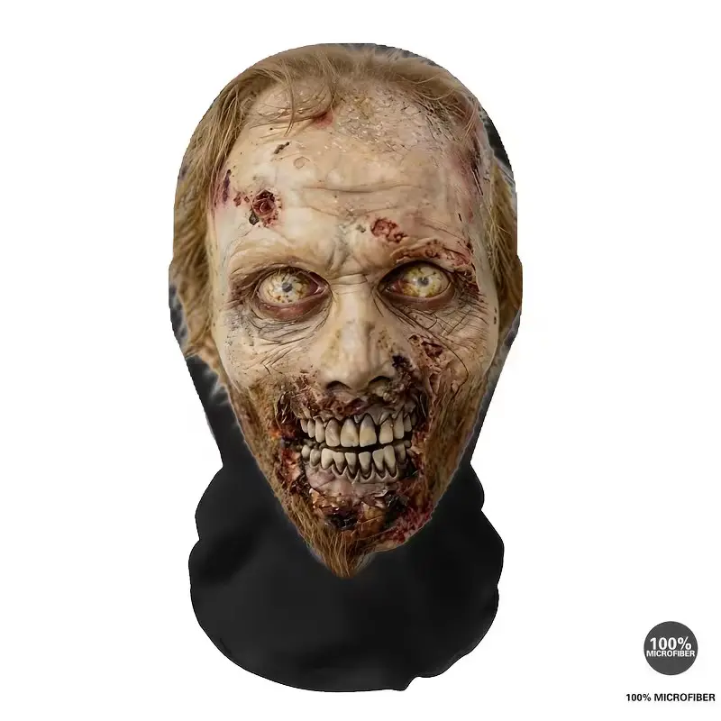 Breathable Mesh Full Face Mask for Men and Women, Rotten Pupils and Fang Skull Design, Comfortable and Stretchable for Parties