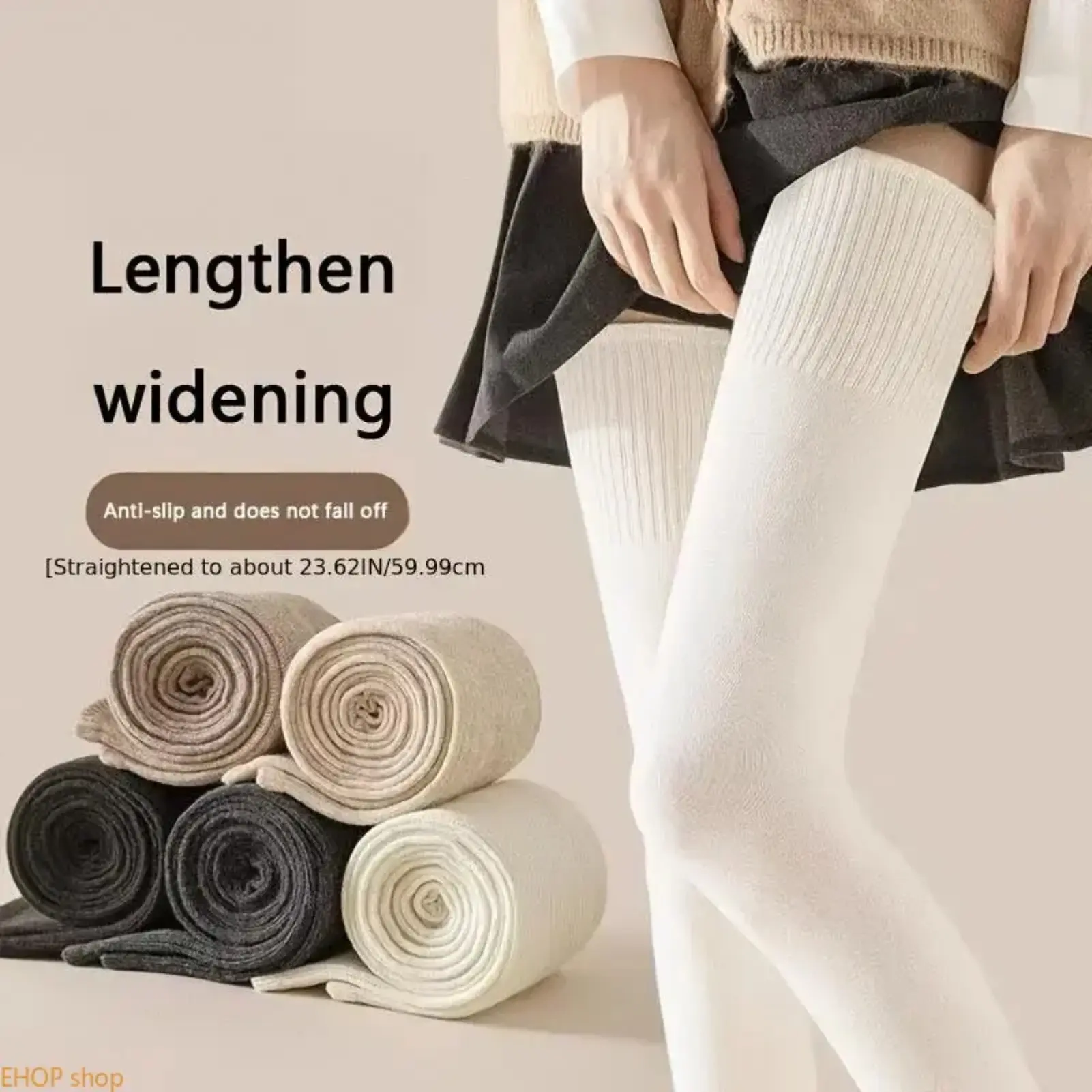 5-Pack Women Autumn Winter Over The Knee Socks 23.62in Thick Warm Non-Slip Soft Thigh High Cold Weather Outdoor Basic Footwear
