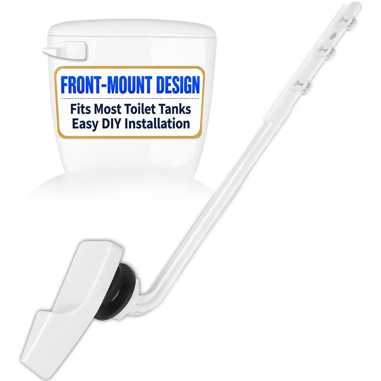 Toilet Handle  Kit,  Front Mount Toilet  Flush Lever  Handle, Toilet  Trip Lever, Easy to Install, Toilet Repair Kit, White Plastic