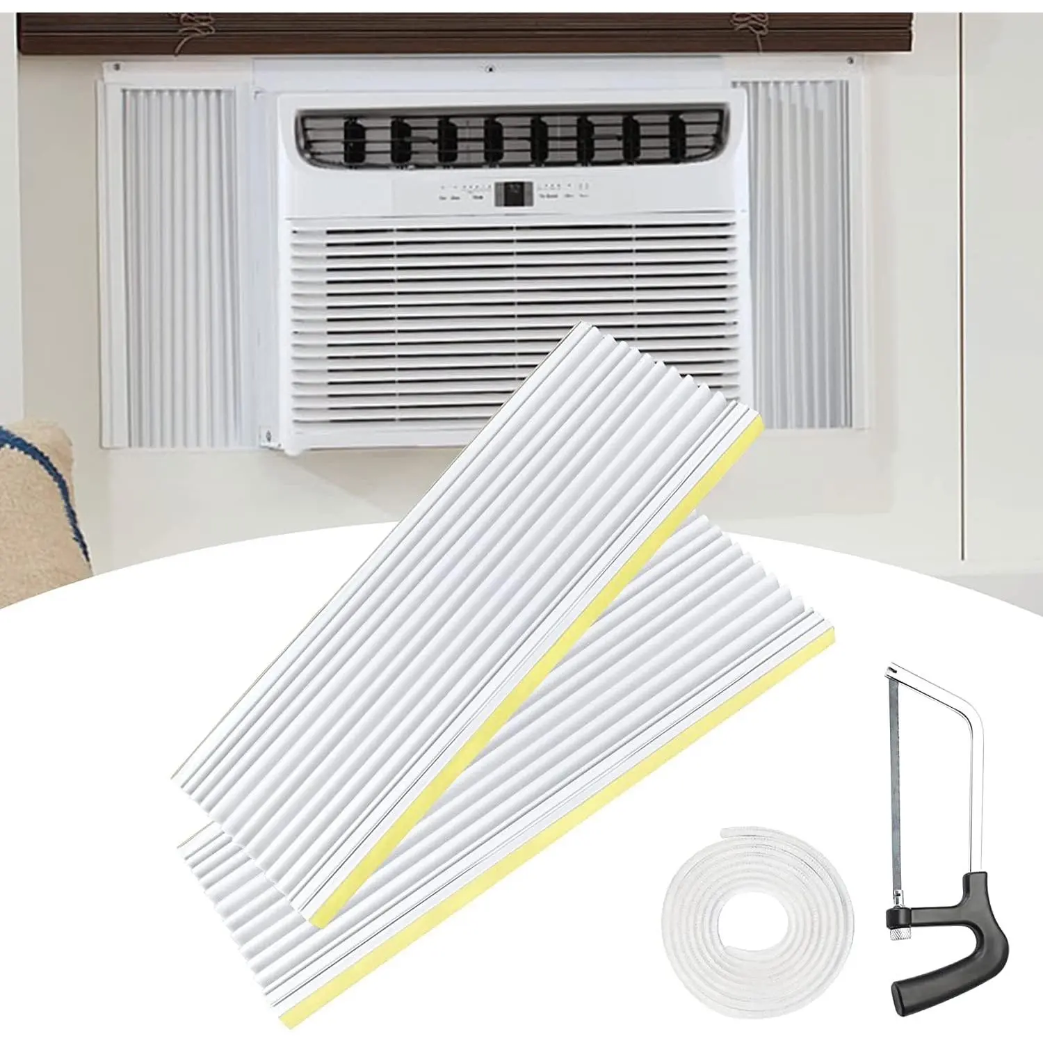 Window AC Side Panels, Double Layers Air Conditioner Insulation Panels Kit, Adjustable Seal  Screen,17 x 10 Inches, Pack of 2