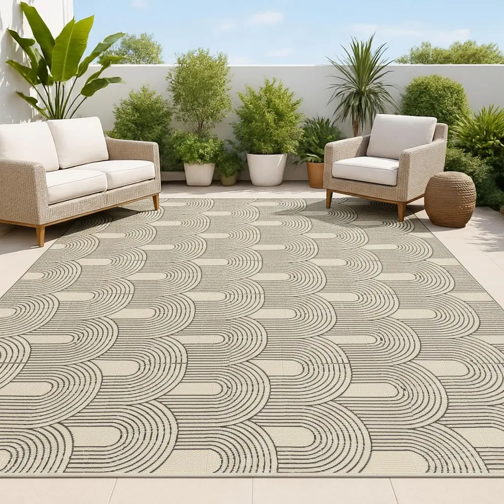 Waterproof Outdoor Rug 9x12 ft, Reversible Plastic Straw Patio Home Decor Rug for Camping, RV Mat Outside, Indoor Outdoor Carpet for Porch, Deck, Backyard, Camper, Balcony, Picnic, Black & White
