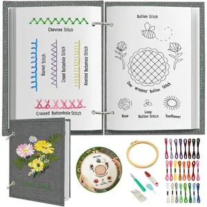 Beginners Embroidery  Book, DIY Needlepoint Kits Comes with a Complete Tool Kit, Instructional Tutorial and 6x8 Inch Removable Practice Patterns, Gifts for Craft Lovers, Mom, Women