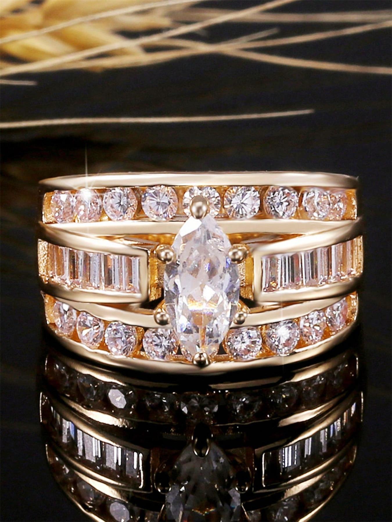 Fashion Artificial Crystal Decorated Ring, Statement Rings, Wedding Engagement Party Accessories for Women, Trendy Accessories for Party and Daily Life