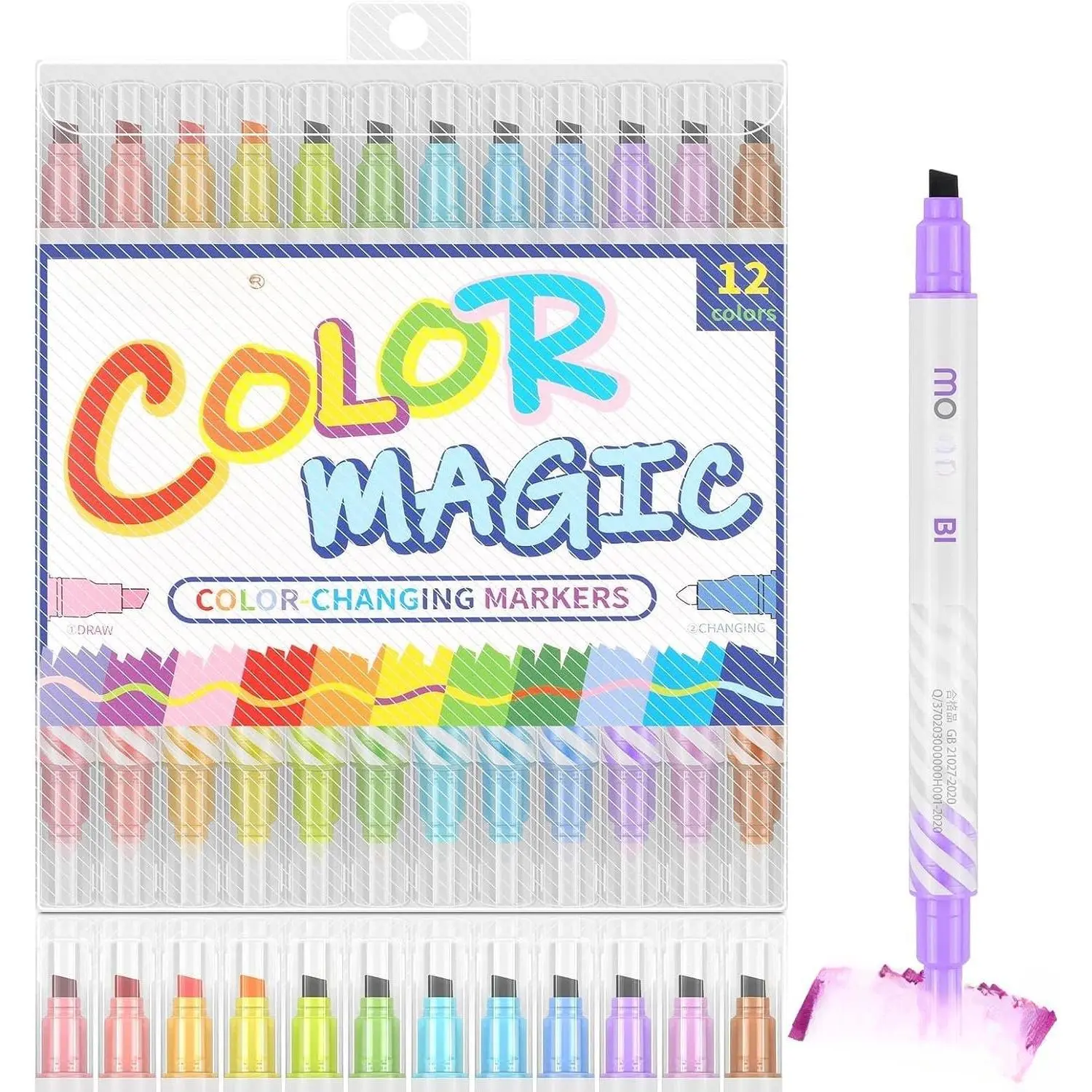 12 Pack Color Changing Markers,  Tip Magic Highlighters  Colors for Journaling, Drawing, School Office Art Supplies