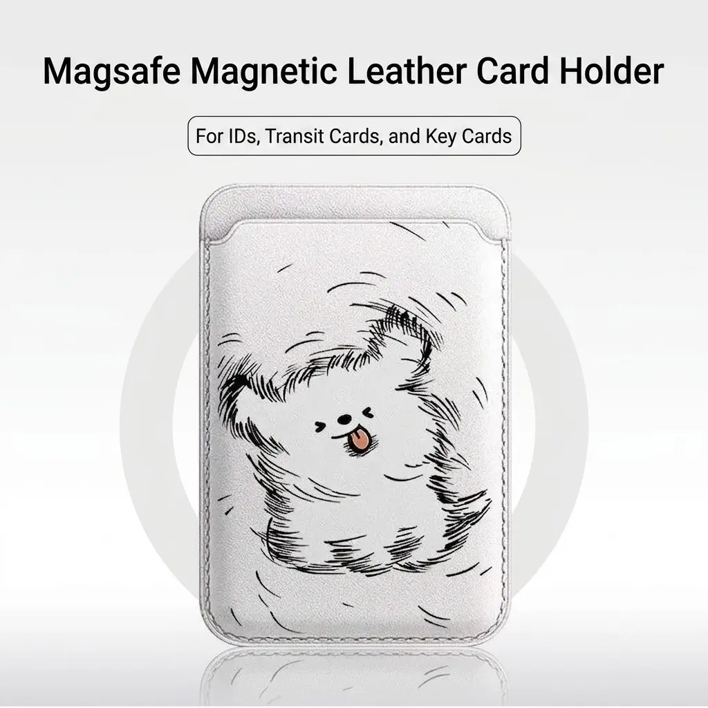 Funny Shaking Dog MagSafe Leather Card Holder Wallet for iPhone 17/16/15/14/13
