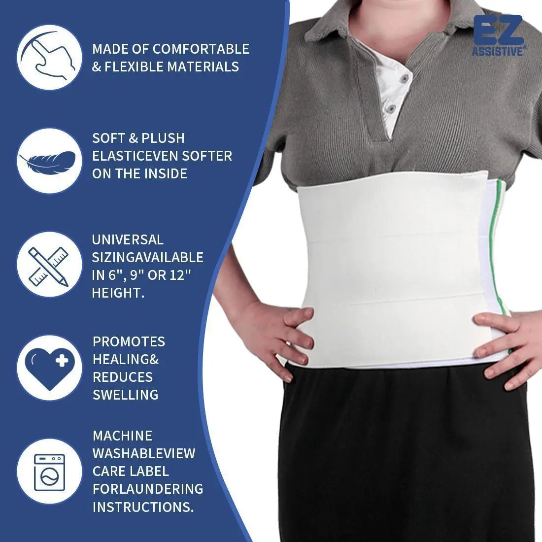 Ehucon Abdominal Binder Post Hernia Surgery Recovery Belt,Waist Compression Support Band for Lower Back & Abdomen Pain Relief