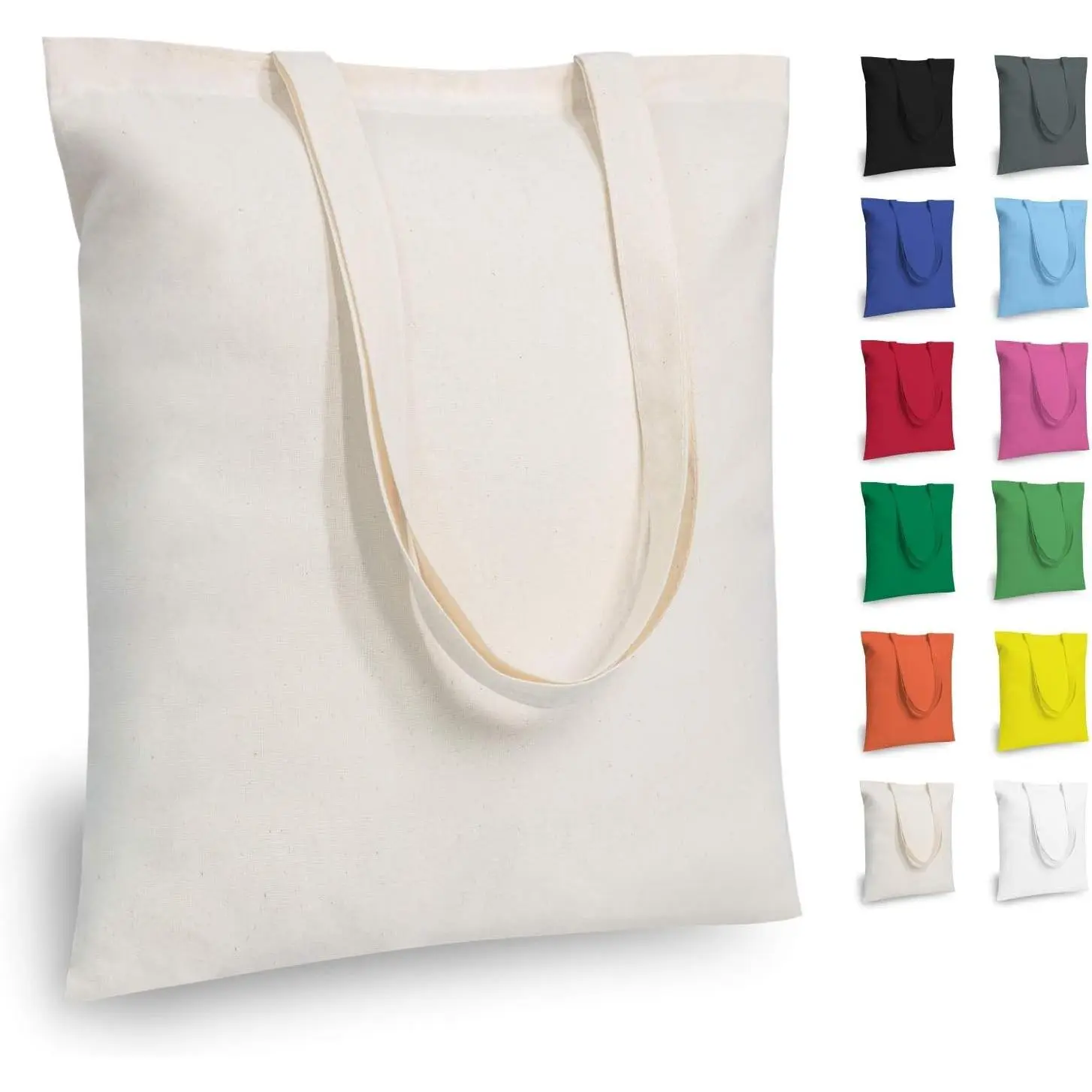 5 | 12 | 24 | 48 | 192 Pack Economical Cotton Tote Bags, Lightweight Medium Reusable Grocery Shopping Cloth Bags, Suitable for DIY, Advertising, Promotion, Gift, Activity (5-Pack)