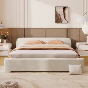 Aobtkel Christopher Knight Home Cozy White Bouce Upholstered Bed A Dreamy Addition to Your Bedroom, QUEEN    RR