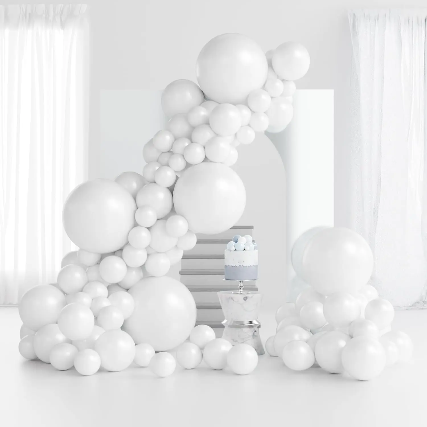 Balloons, 145pcs White, Latex Balloons 18 12 10 5 Inch Party Balloon Kit Different Sizes for Birthday Party Wedding Balloon Graduation Baby Shower Decoration