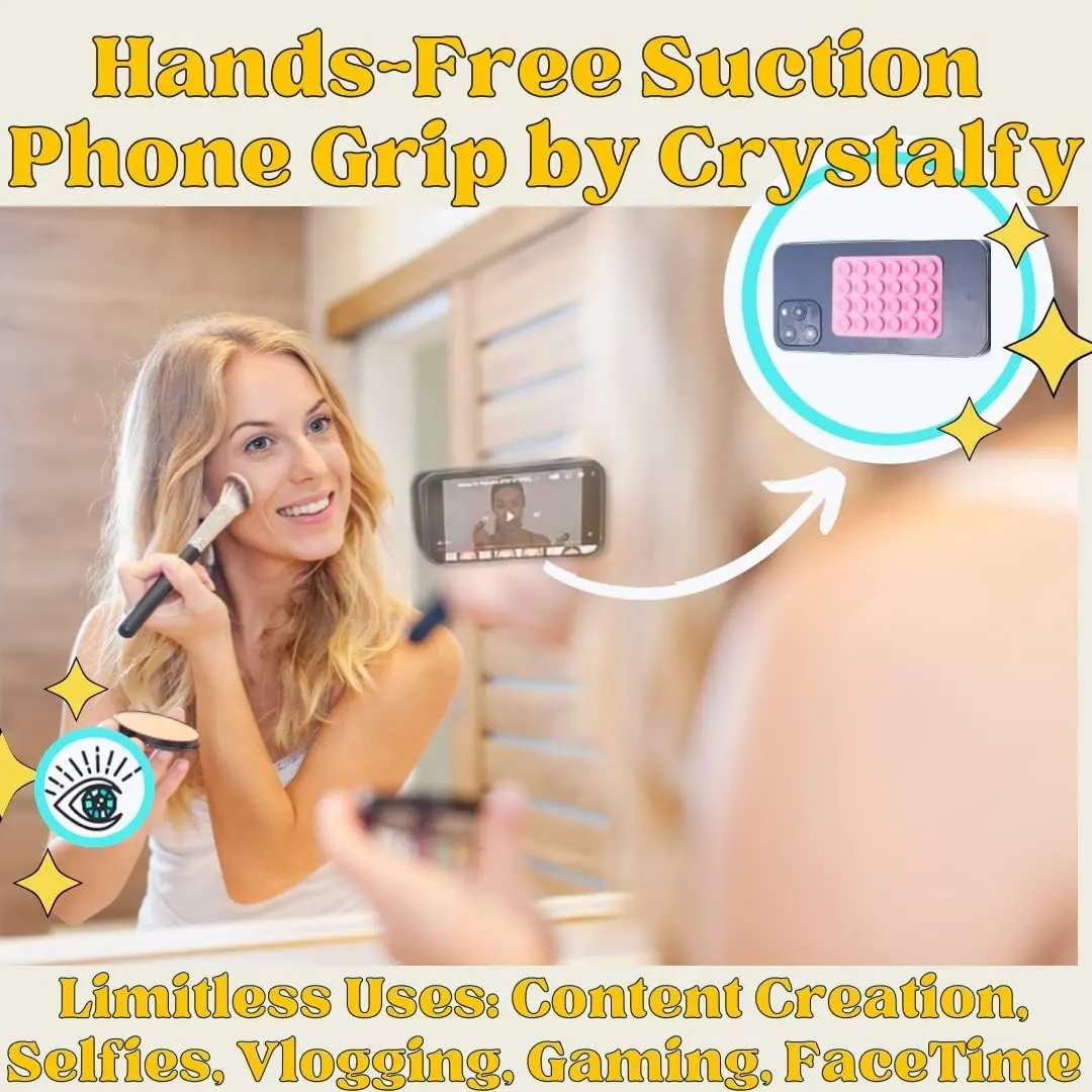 Silicone suction pad, drill-free mount for glass walls. Soft residue-free grip for phones, strips, remotes, cups. For bloggers, bakers, gym & RV users; works in bath, kitchen, car, studio without scratching glass