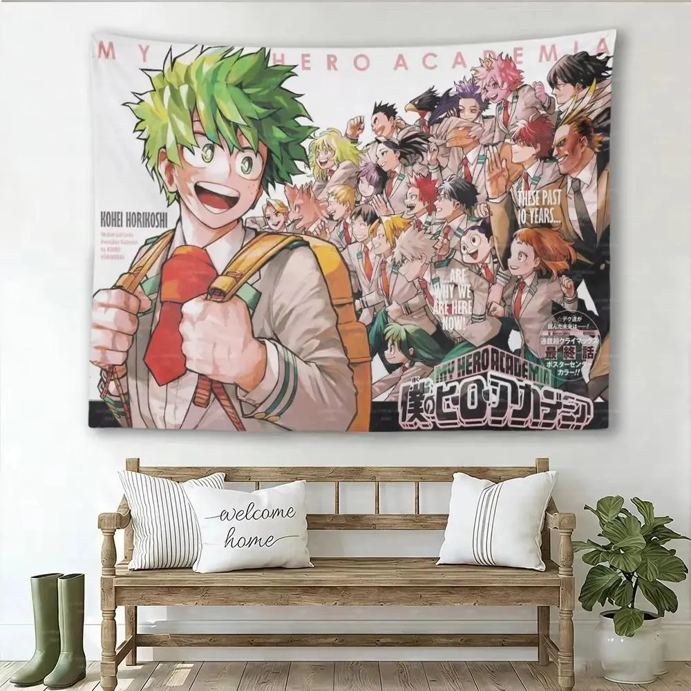 My Hero Academia Class Synthetic Wrinkle-Resistant Large Wall Tapestry - Deku Bakugou Design, Decorative Anime Backdrop for Bedroom Dorm, Birthday Christmas Home Festive Supplies