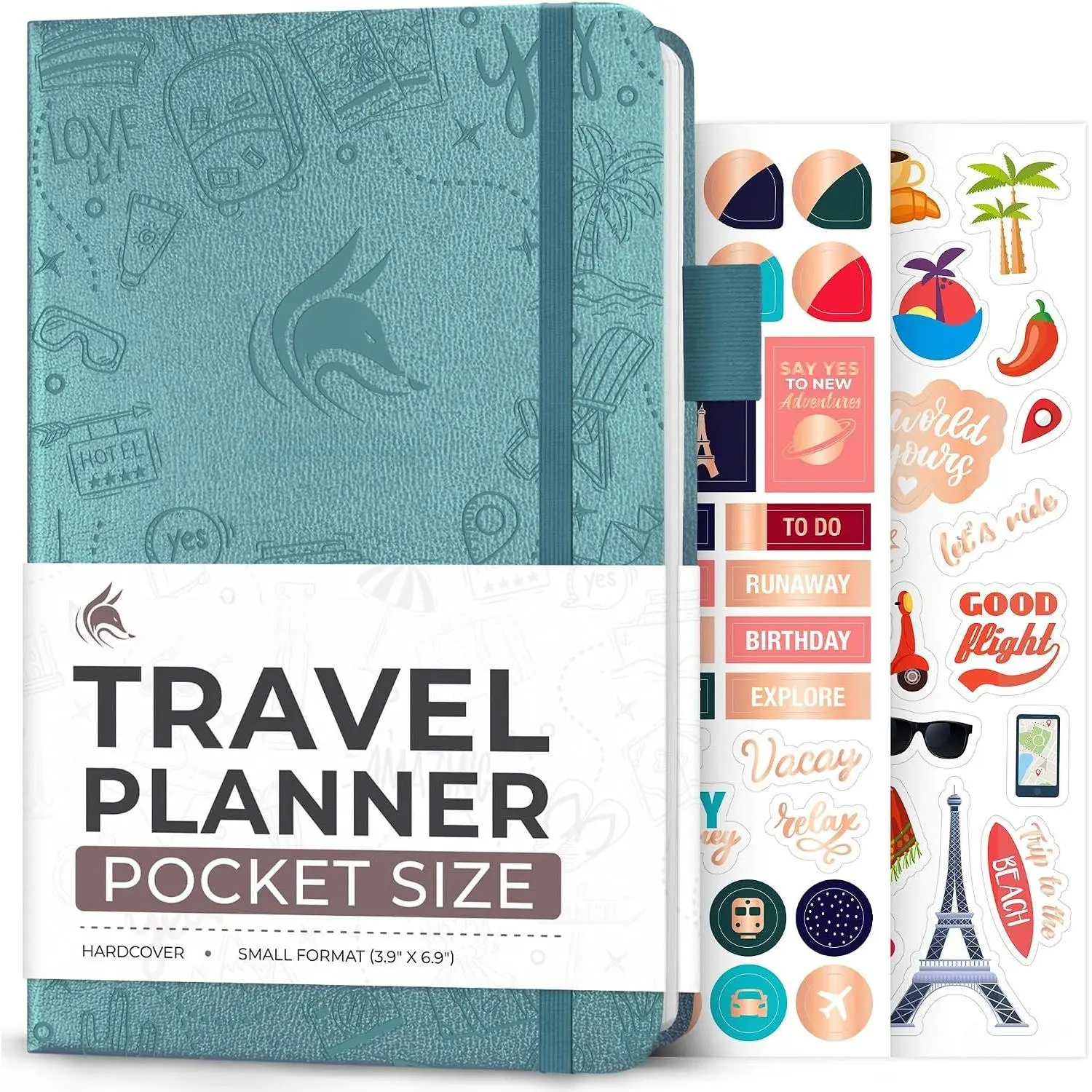 Compact Eco-Leather Travel Journal Planner Organizer (3.7”x6.7” Aquamarine) – Trip Planning Notebook for Travelers with Itinerary & Packing List