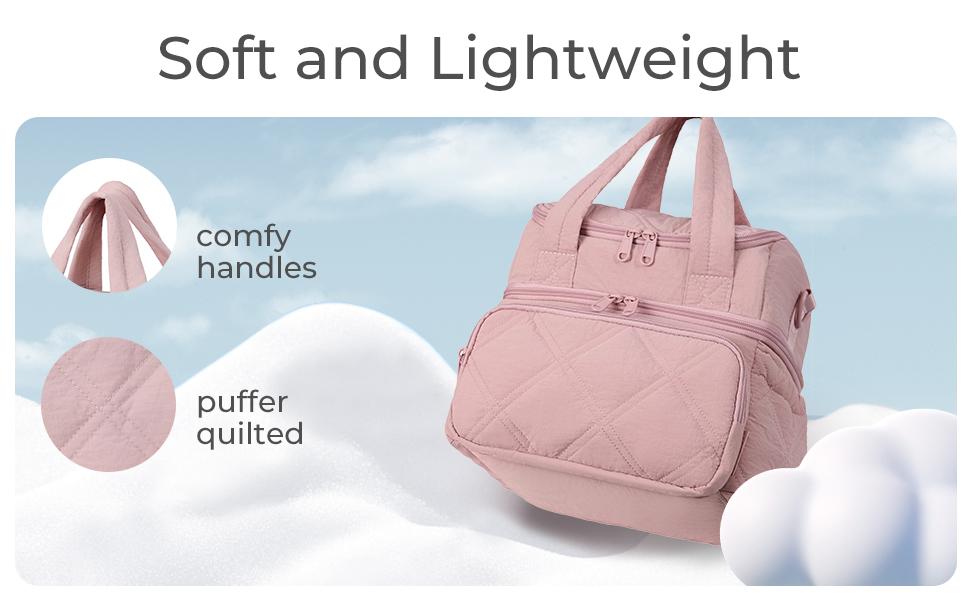 Lunch Bag Women Double Deck Quilted Puffer Insulated Lunch Cooler Leakproof Durable Reusable For Work Picnic Meal Prep