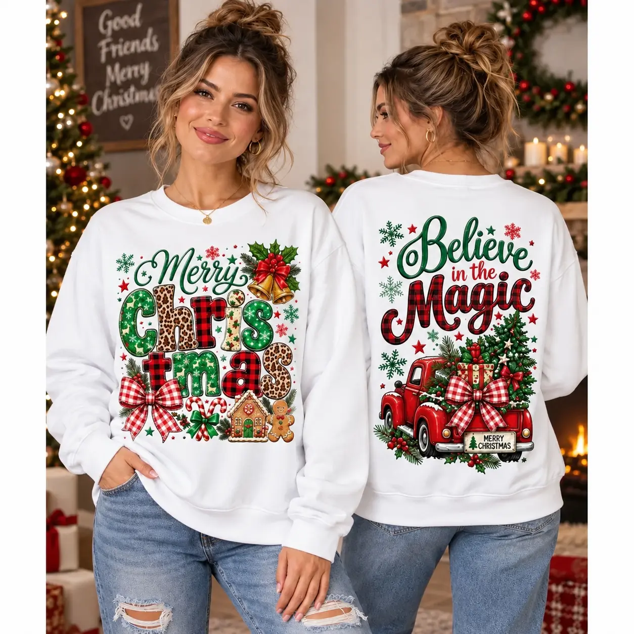 Urban Christmas Letter Bell Bow Truck Snowflake Gingerbread Man Print Casual Women's Round Neck Loose Short Sleeve White T-Shirt Autumn Winter Party Commute Top Graphy t-shirt