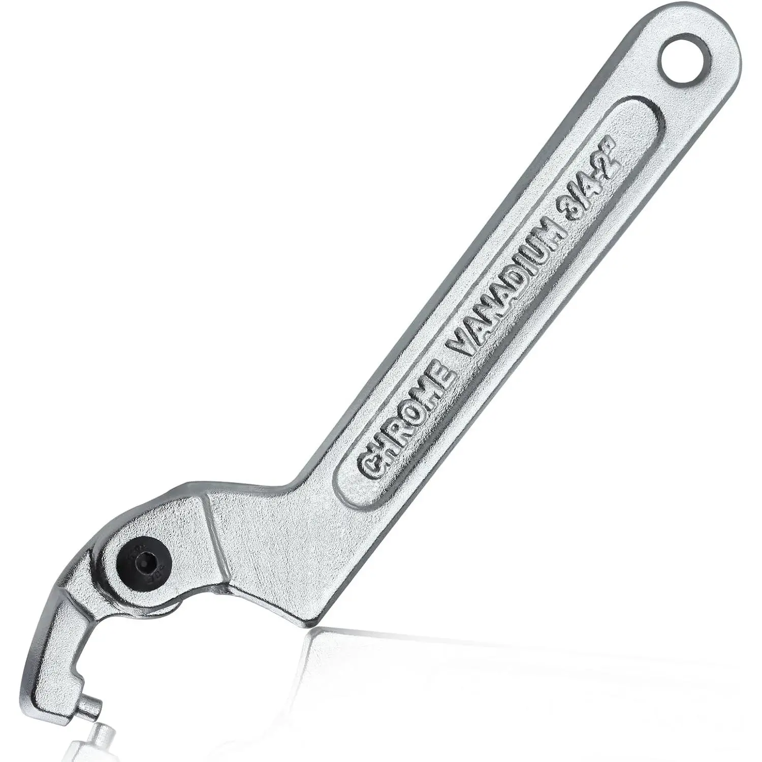 Adjustable C Spanner Hook Wrench, 3/4-2" (19-51mm) | Adjustable Opening, Round , C Pin Spanner, Cr-V Steel, for Mechanical Equipments , Tighten Lock Nuts & Bearings