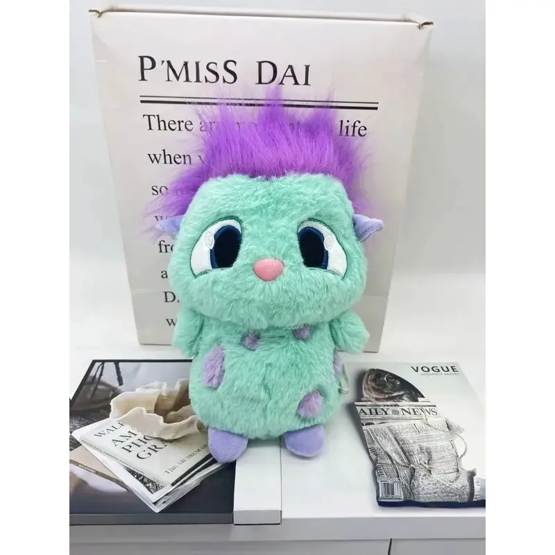25cm Cute Green Monster Plush Toy, Soft Fluffy Stuffed Animal Doll for Kids Birthday Christmas Gift
