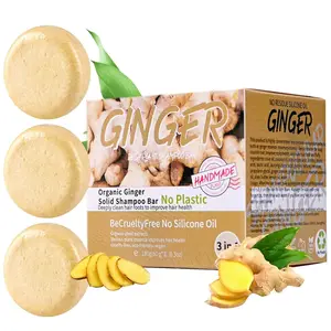 3 Pack Ginger Shampoo Bar, Organic Ginger Soap for Hair Regrowth, Anti Hair Loss, Deep Cleansing & Scalp Nourishing Treatment