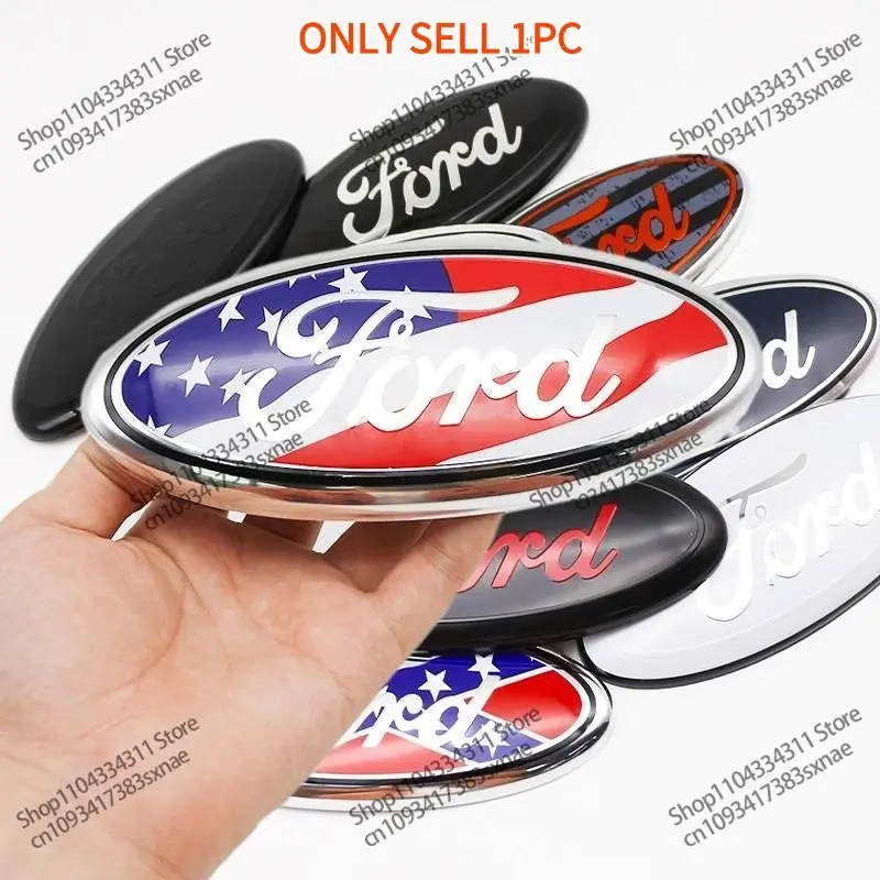175mm Metal Car Front Logo And Rear Trunk Logo Cover Sticker Car Stickers for Ford Focus Mondeo Edge Ecosport Ranger Fiesta Kuga Accessories Stickers For Cars