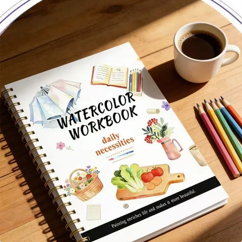 Watercolor Sketchbook for Beginners, Life Items, Food, Floral Art, Home Objects, Step-By-Step Tutorial, Self-Learning Guide, Perfect Gift