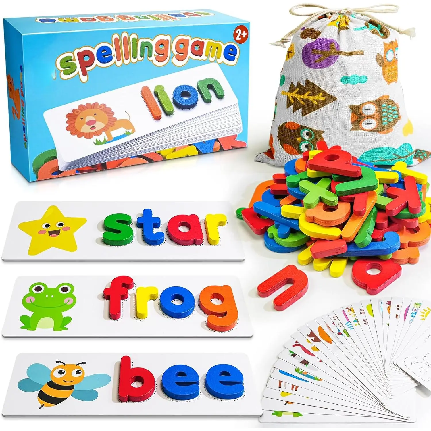 Alphabet ABC Learning Educational Toys for 3 4 5 Years Old Boys Girls, Wooden Puzzle Flash Cards Preschool Activity Letter Matching Games for Kids Toddlers