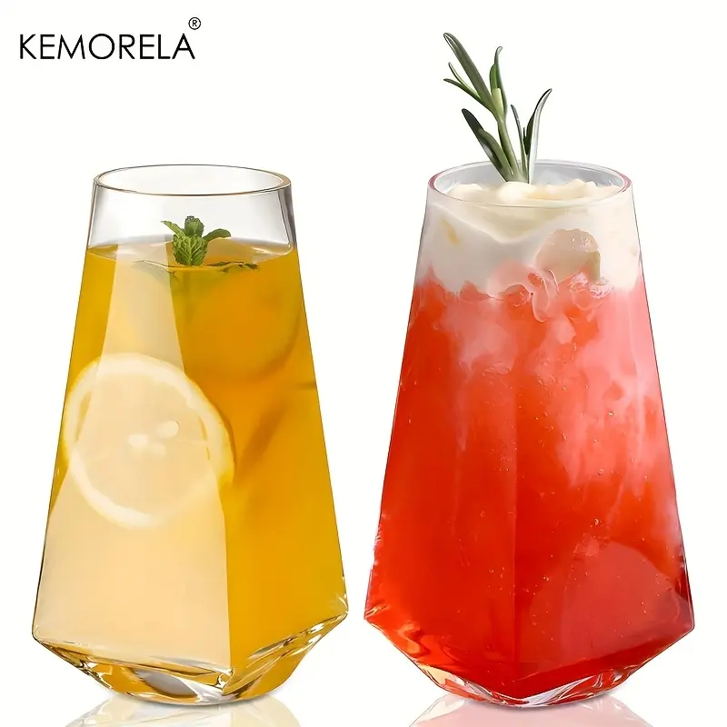 Geometric 16.9oz Highball Glass Set - Kitchen Drinking Glasses for Cocktails, Beer, Water
