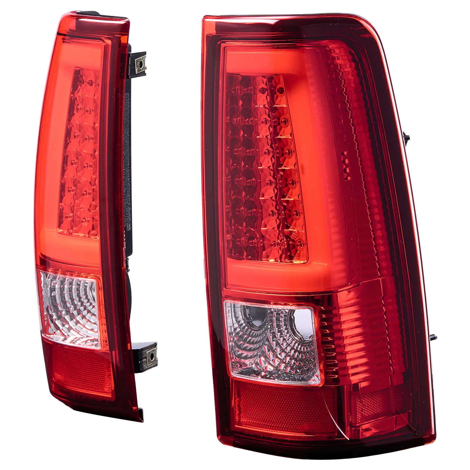 Tail Light Assembly Compatible with 2003-2006 Chevy Silverado 1500 1500 HD 2500 2500 HD 3500, 2007-2007 Chevy Classic, 2PCS Driver & Passenger Side LED Taillight Brake Lamps with Bulbs, Red