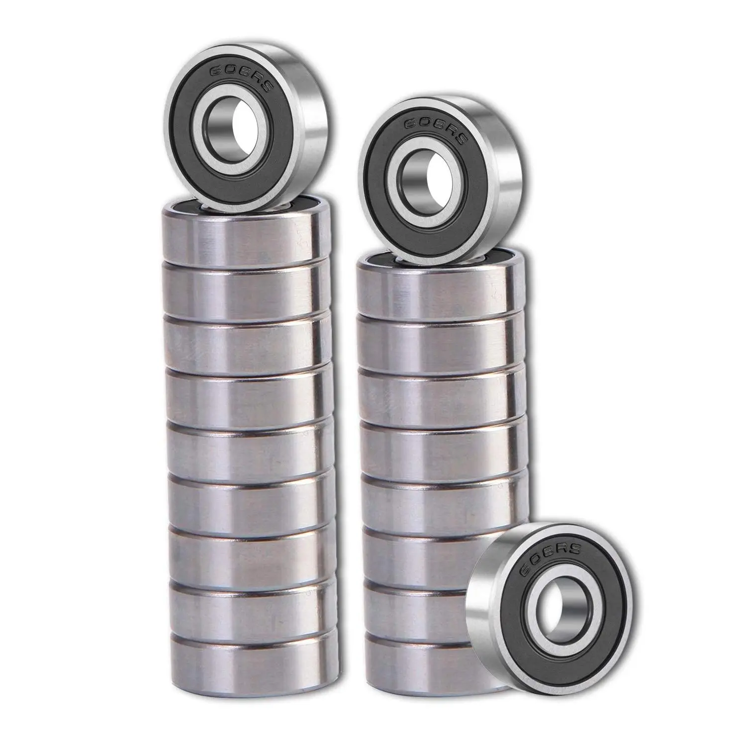 20 Pcs 608 2RS Ball Bearings – Bearing Steel and Double Rubber Sealed Miniature Deep Groove Ball Bearings (8mm x 22mm x 7mm) (608 2RS)