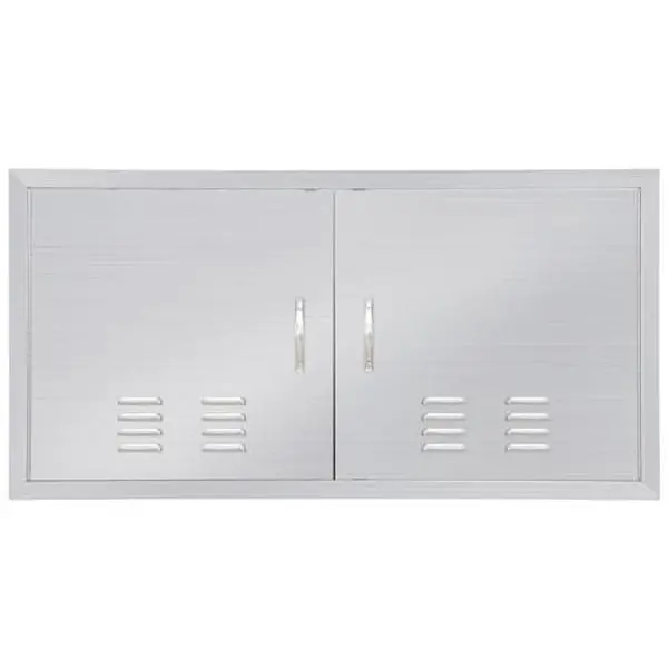 GARVEE42W x 21H Inch Outdoor Kitchen Doors, Stainless Steel BBQ Double Access Door with 6 Hooks, Flush Mount for Outdoor Kitchen and BBQ Island