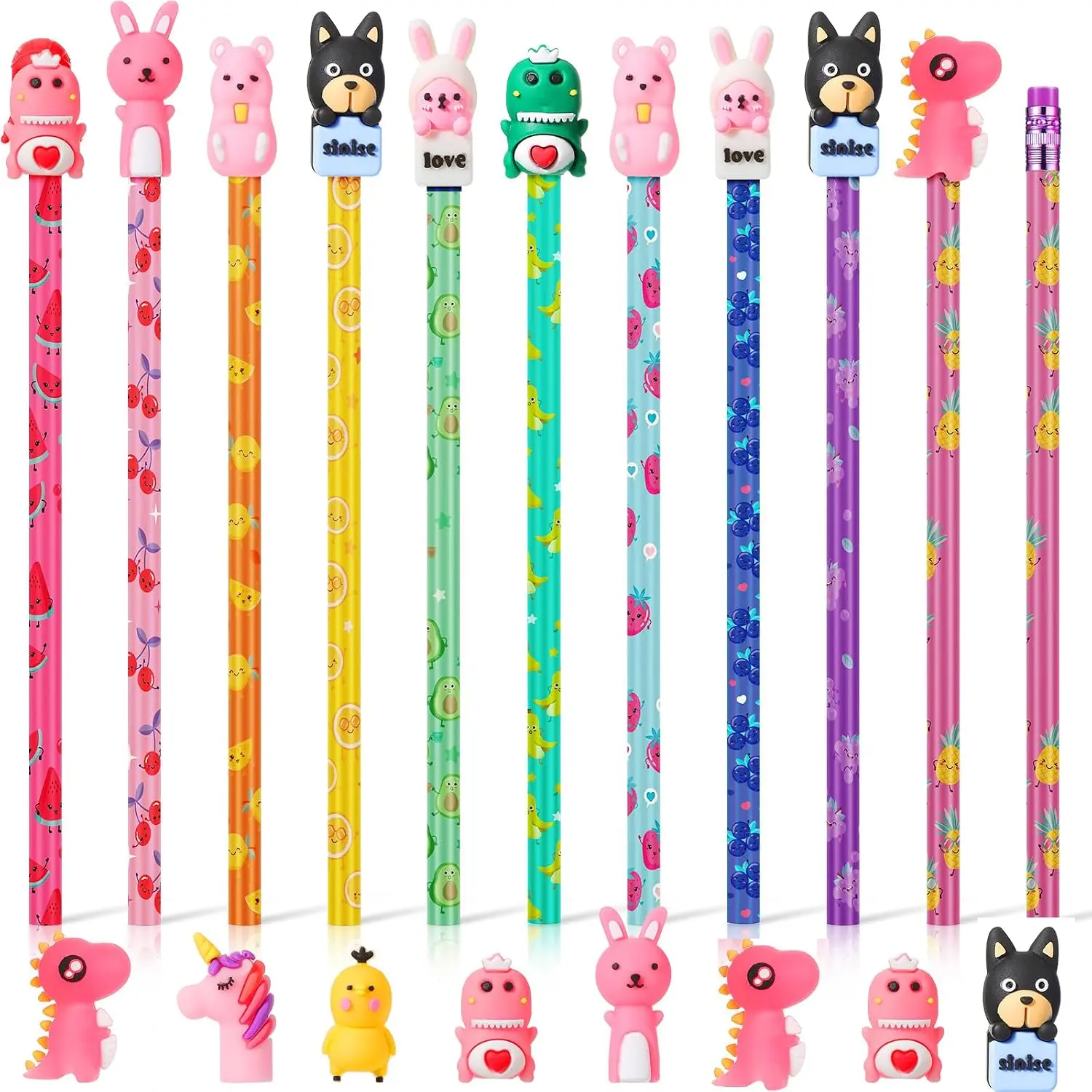 30 count Scented Pencils for  Bulk, HB with 30 Pencil Toppers | Smelly Funny Pencils, Fruit Scent, Cartoon  Caps, Classroom , Party Favor, Crazy Fun  Bulk Set