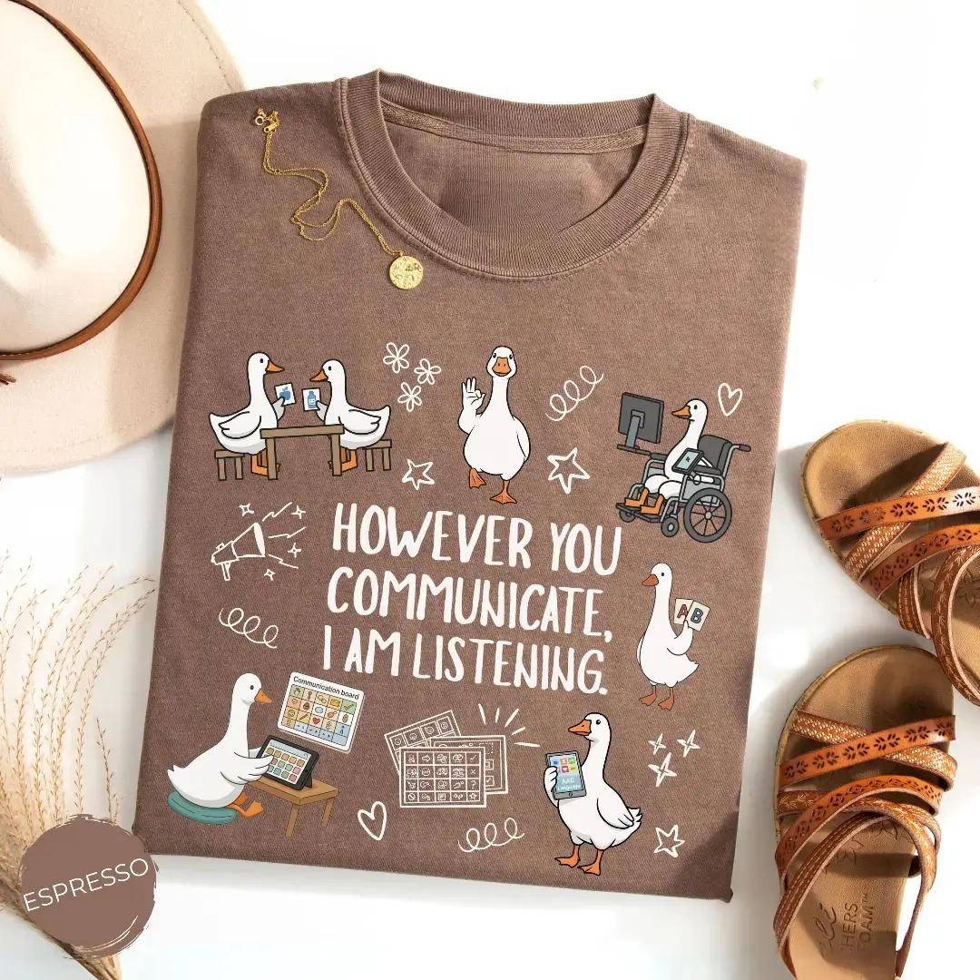 SPED Teacher Goose T-Shirt, AAC Communication Graphic Tee, SLP Therapist Shirt, Special Education Inclusion Apparel, BCBA ABA Educator Gift, Unisex Shirt for Classroom and Therapy