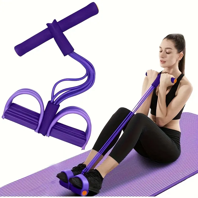 6 Tube Yoga Pedal Resistance Bands Full Body Workout Kit Pilates Workout Set for Abdomen Waist Arms Legs Toning Stretching and Slimming Training Equipment