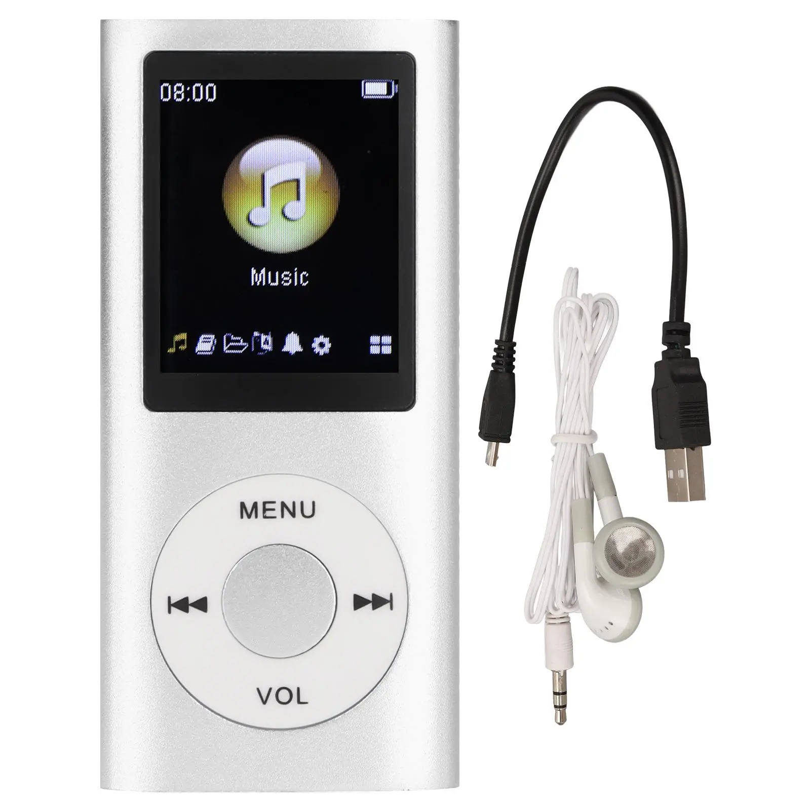 Portable Aluminum Alloy Digital Music Player - 1.8-in LCD Screen, Stylish Multifunctional, Lossless Audio, Bluetooth Connectivity, Memory Card Compatible Slim MP4 with Speaker, Headphone Support, Button Control, Rechargeable Cells, 1.8 Inches