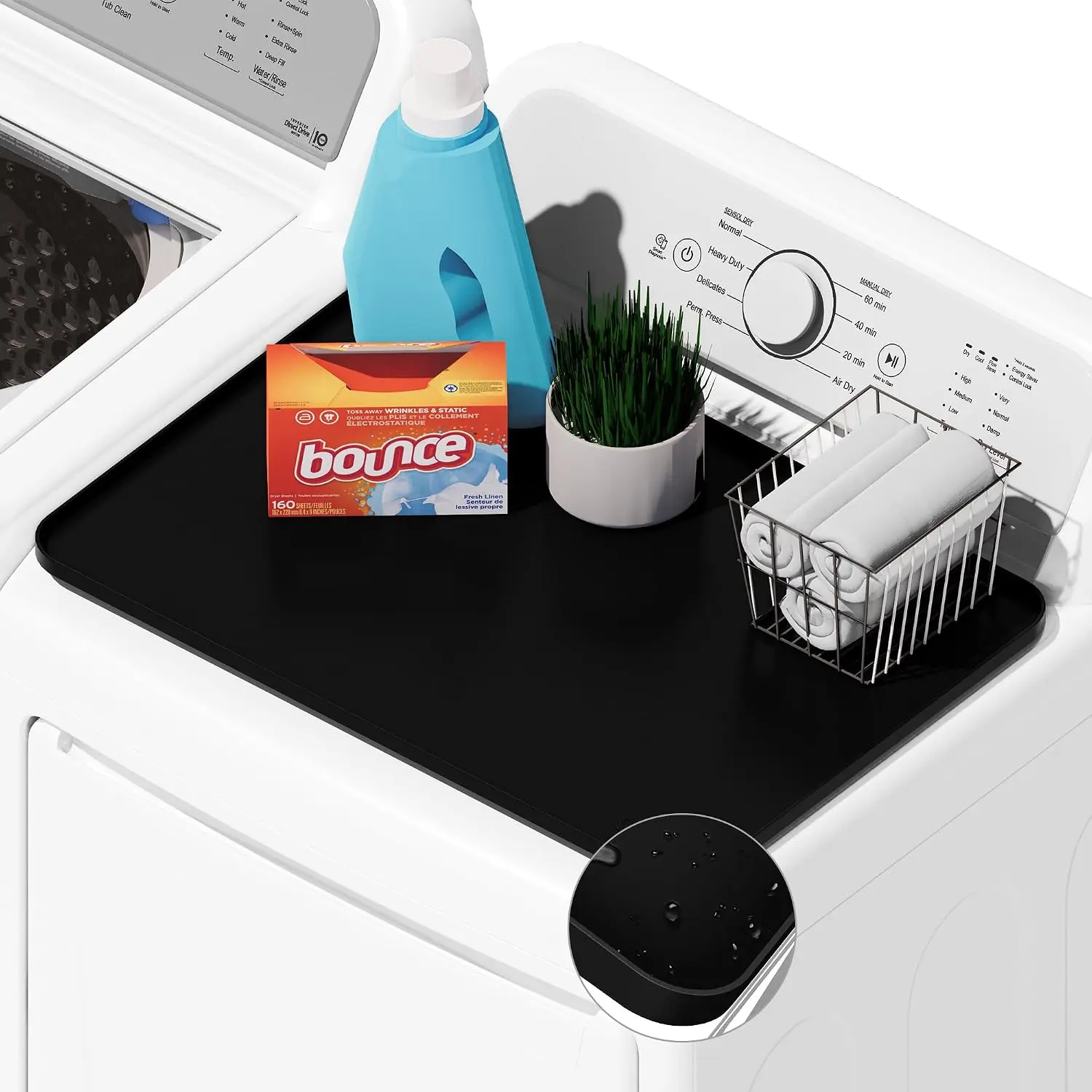 1 PACK  Washer and Dryer Topper, 26" x 18"  Top Protector Mat for Slant Top Surface Cover and Top Load Washing Machine Laundry Room Non-Slip  Dryer Cover Medium (Black)