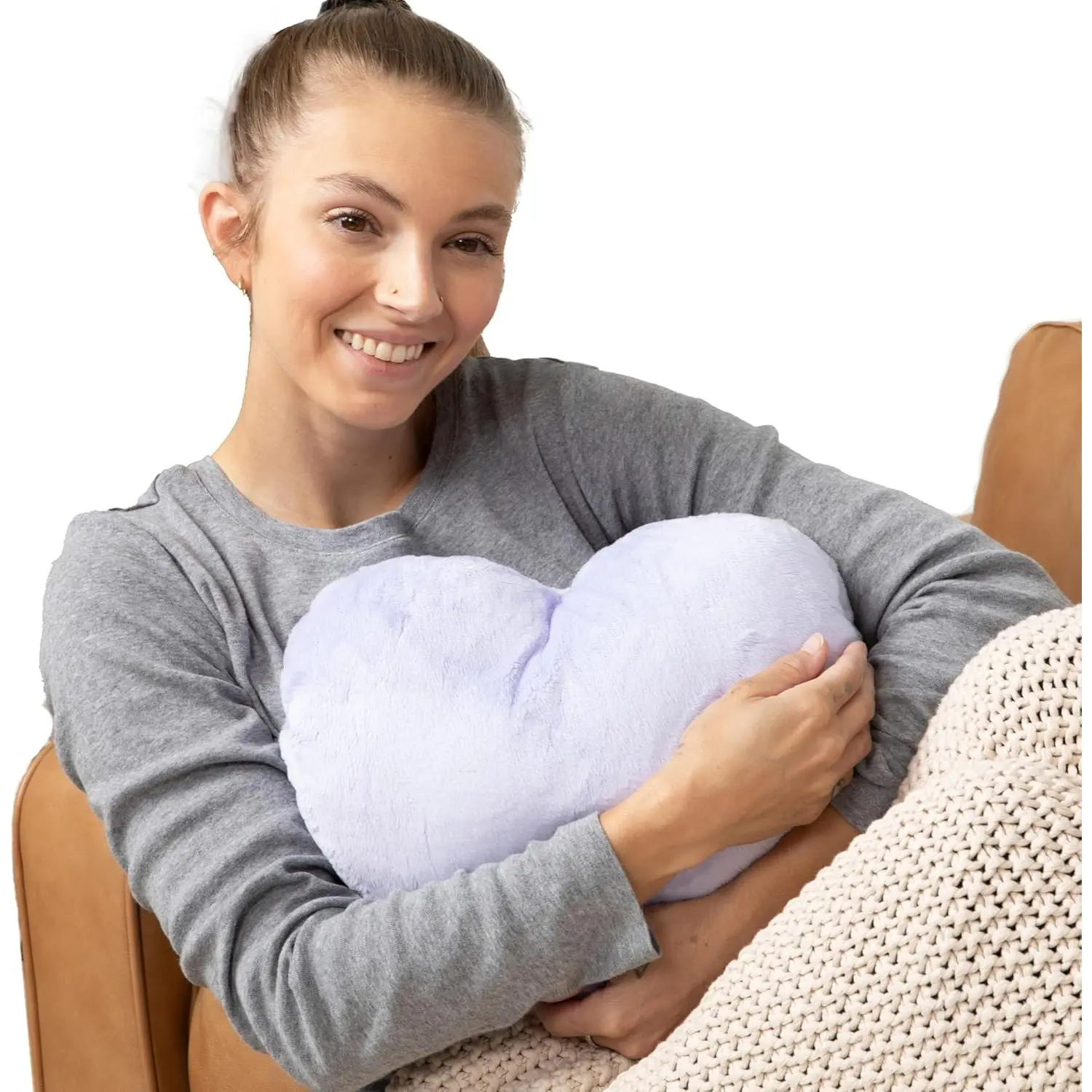 Heart to Hug Pillow in Lavender | 5 lb Cozy Weighted Pillow for Self Care Ultra Soft Sensory Heart Shaped Pillow for Comfort, Relaxation, Sleep - Thoughtful  for Adults and Teens