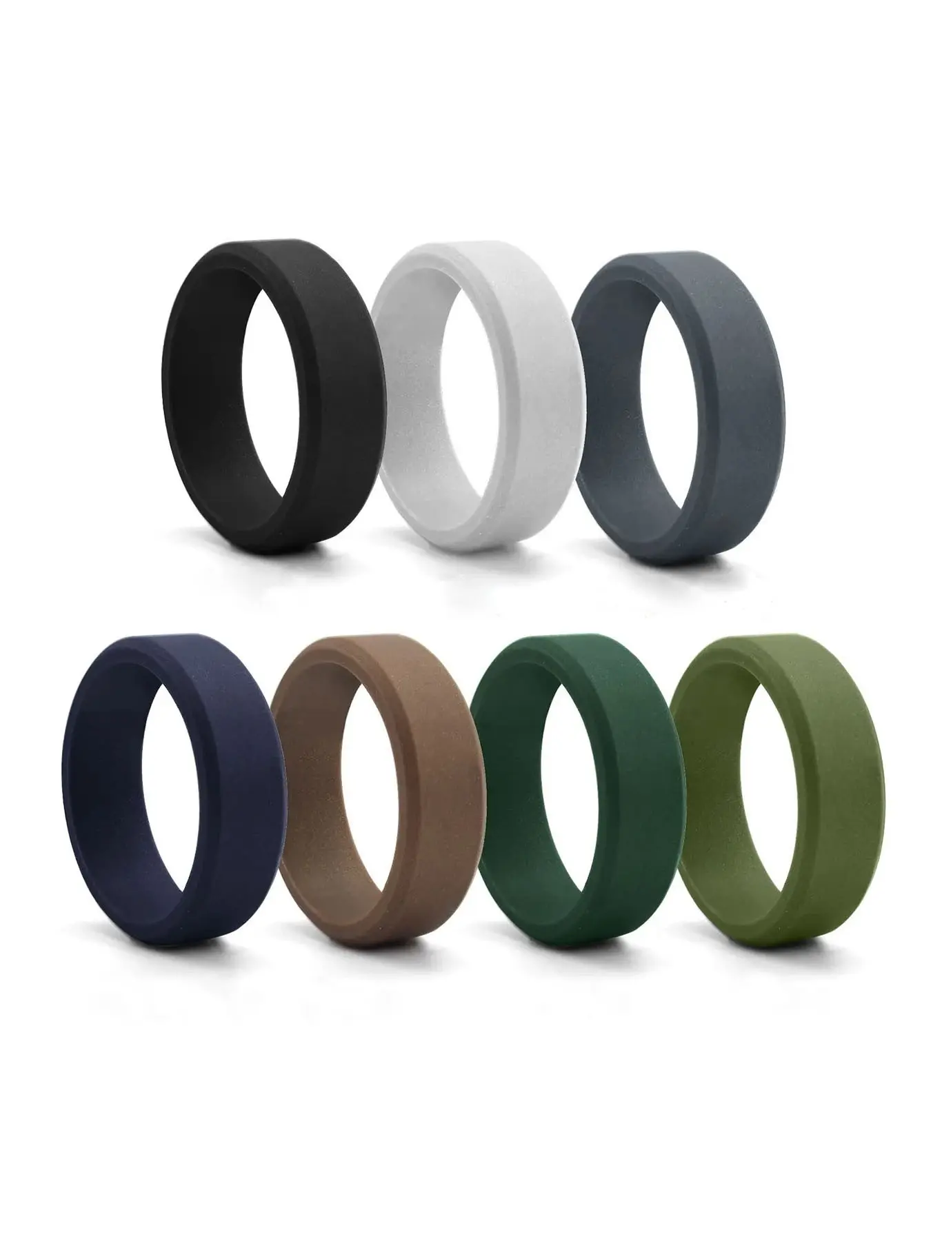 7 Pcs/set 8mm Soft Silicone Jewelry Ring for Men, Sporty Plain Design, Ideal Gift for Holidays, Outdoor Activities, Running, Camping