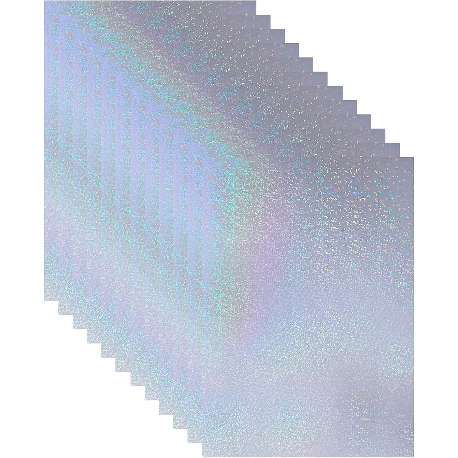 25 Sheets Glitter Clear Holographic Laminate Sheet Adhesive Paper | Transparent Cold Laminate Sheets Sparkle Holographic Sticker Paper A4 Size  for Documents, Photo, No Machine Needed