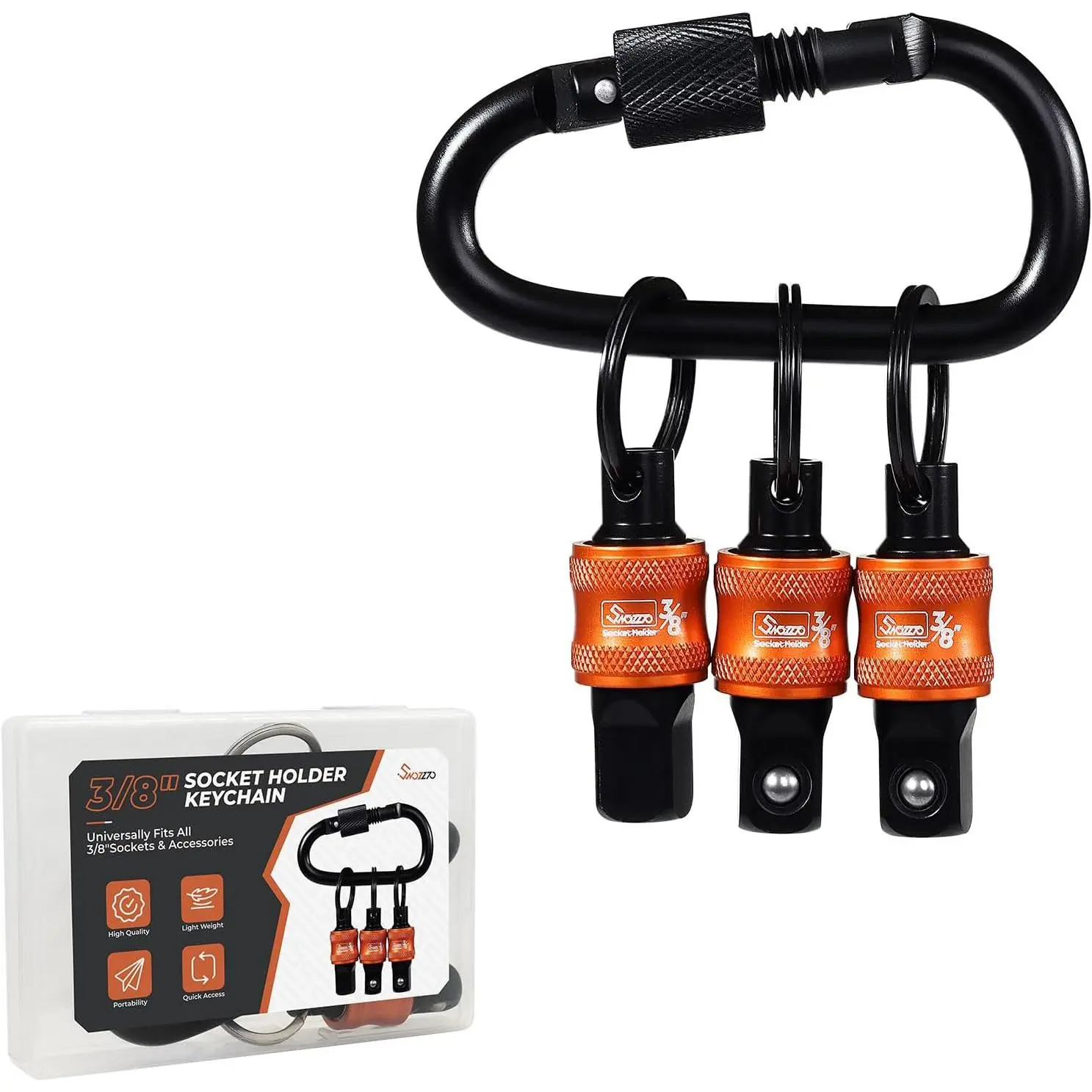 3 count 3/8" Socket Holder ,Drive Quick-Release Organizer | with Locking Clip, Wrench Accessories for Lineman,Electricians,Construction Crews & Industrial Pros