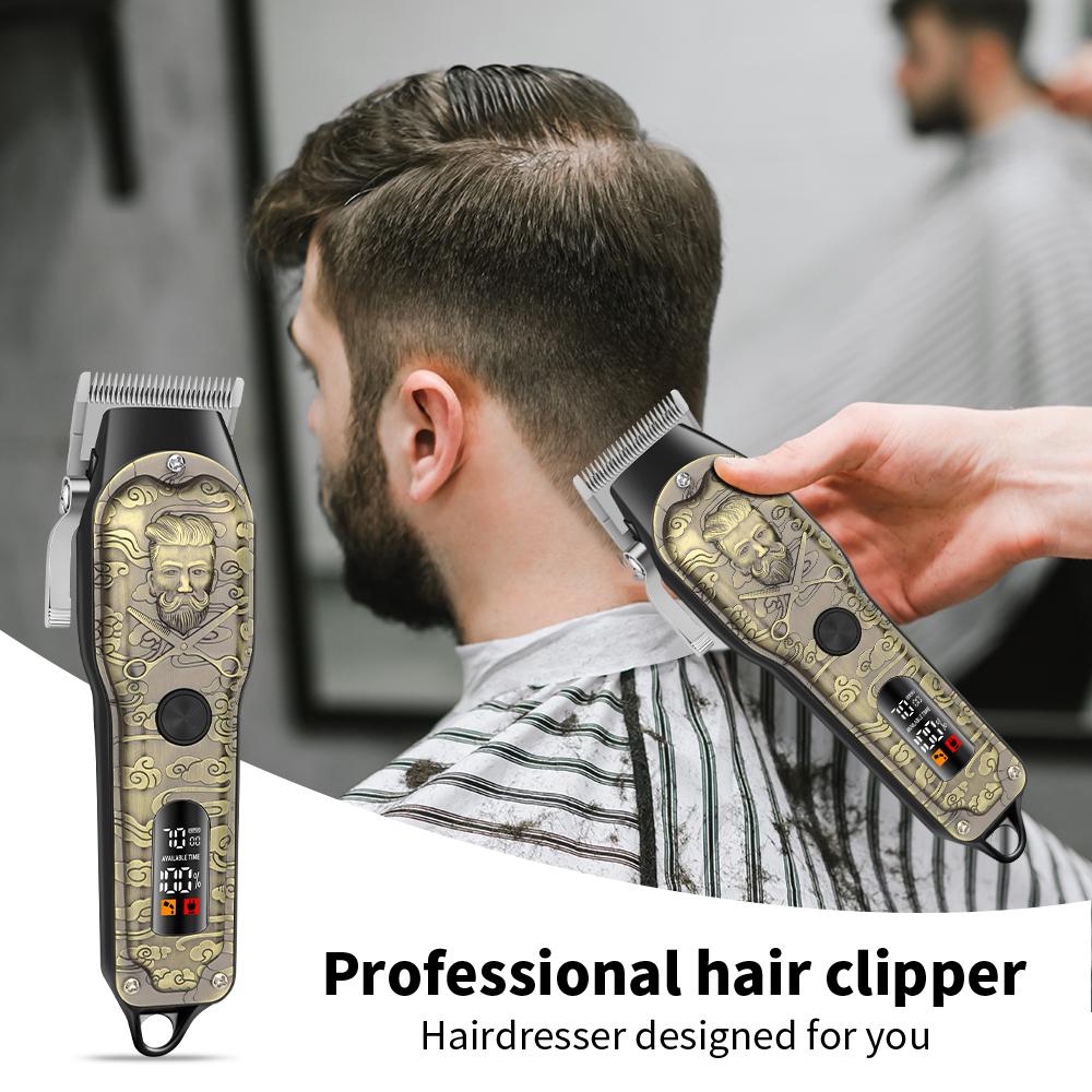Rechargeable Men's Grooming Kit, Hair Clipper and Beard Trimmer Set, Adjustable Blades, Home and Salon Use, Gentleman Digital Display Gift Box