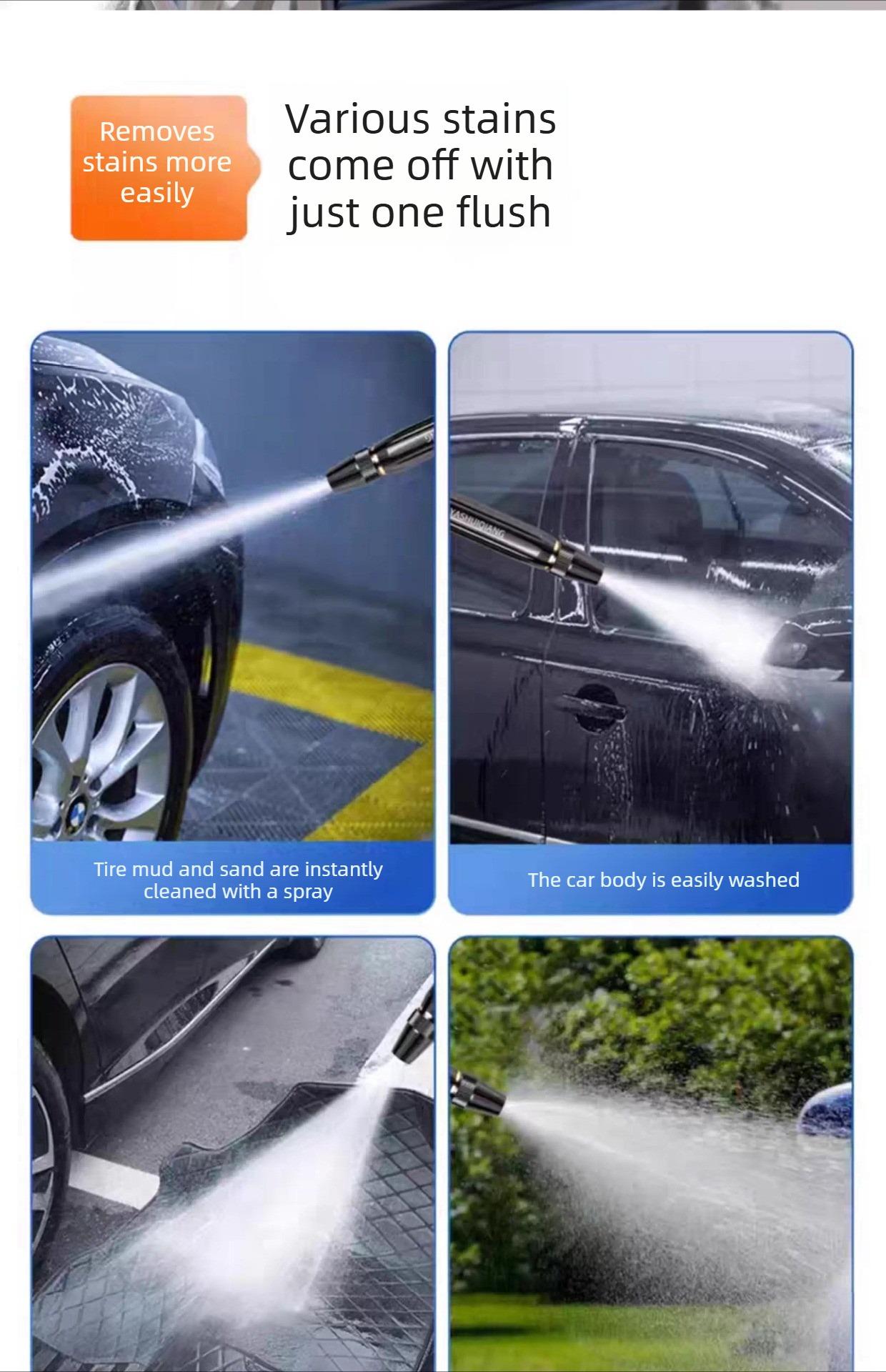 Home high-pressure car wash water gun with booster nozzle and hose, a must-have for watering plants and vegetables, and car washing. Home high-pressure car wash water gun with booster nozzle and hose, a must-have for watering plants and vegetables, and car washing.