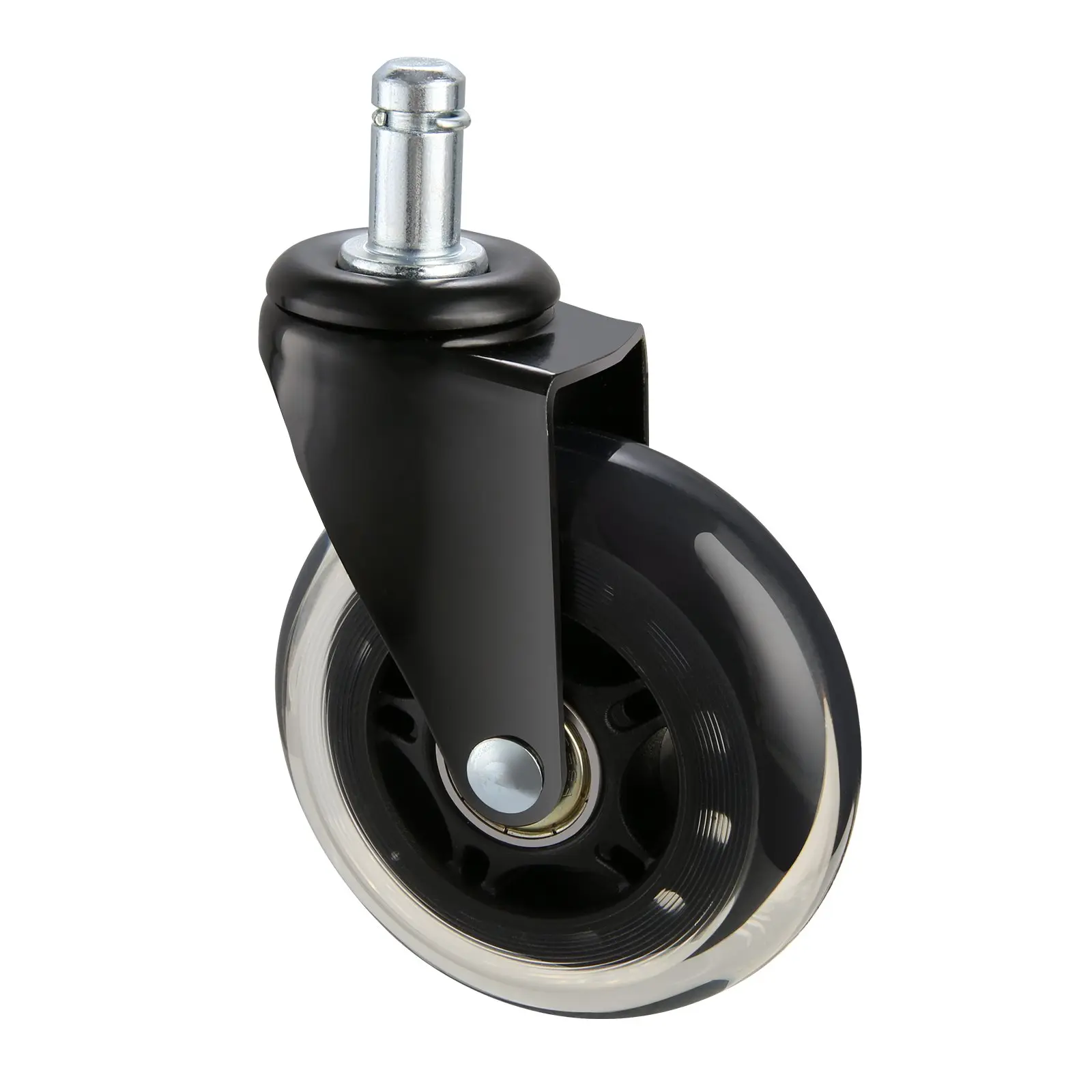 VEVOR Office Chair Caster Wheels Set of 5, 3-in Stem 360-Degree Swivel Polyurethane Wheels, Silent Glide Replacement for Hardwood Floors & Carpet, 130 lbs Load Capacity Universal Fit for Most Chairs, 3 Inch