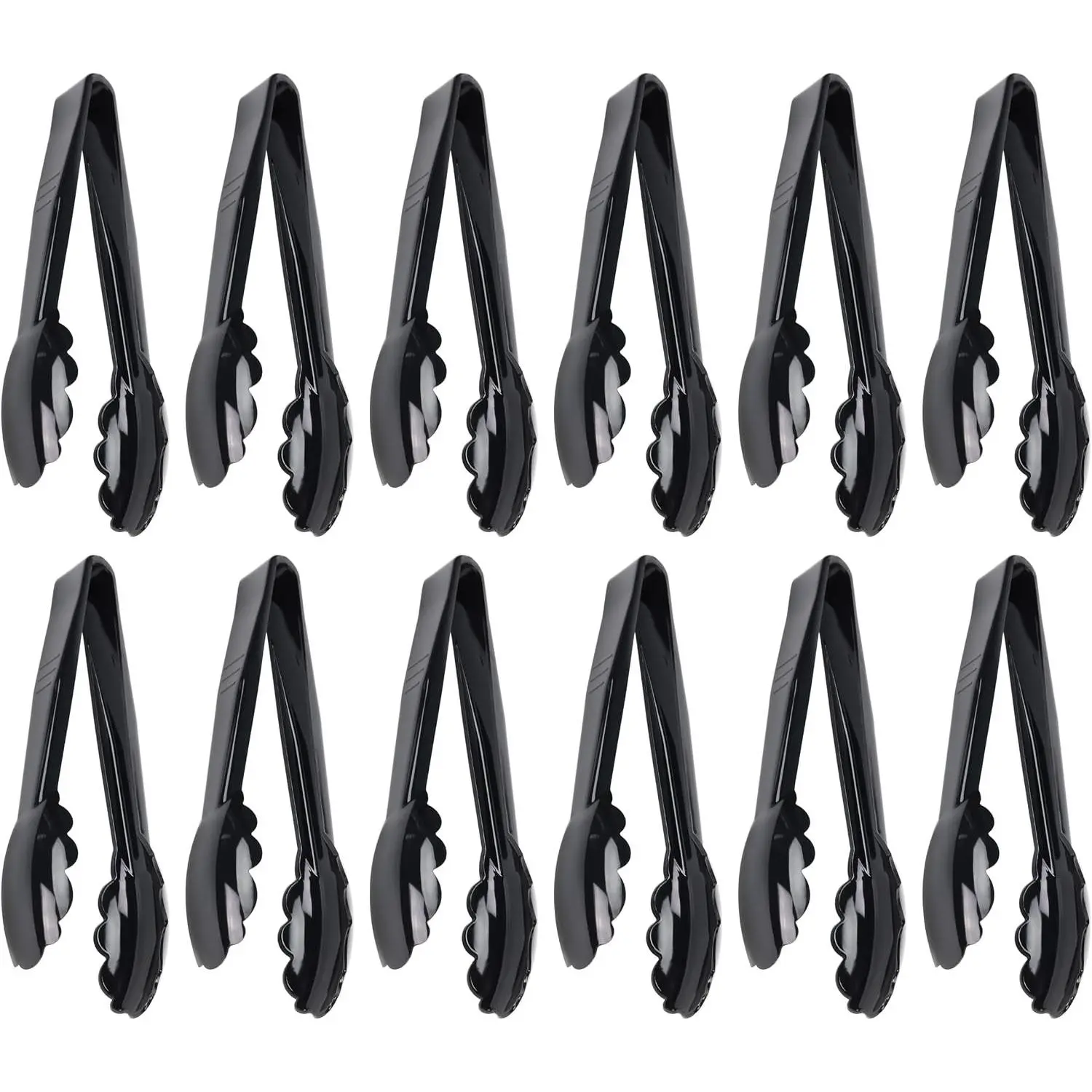 New Star Foodservice 35636 Utility Tong, High Heat Plastic, Scalloped, 9 inch, Set of 12, Black
