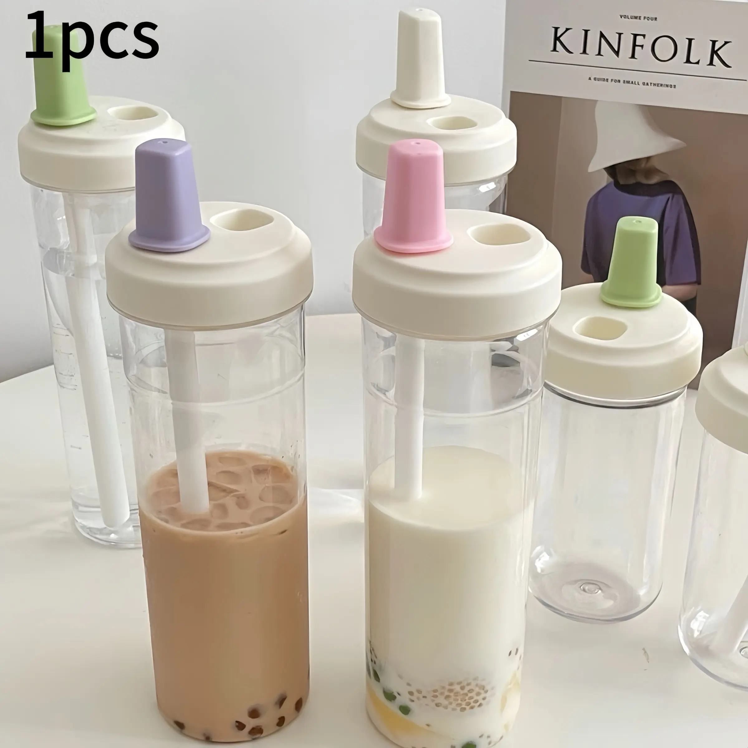 500/850ML Straw Cup, Clear Water Bottle With Straw, Portable Transparent Sports Water Bottle, with Lid and Strap, Includes Sponge Brush, Large Capacity Drinkware