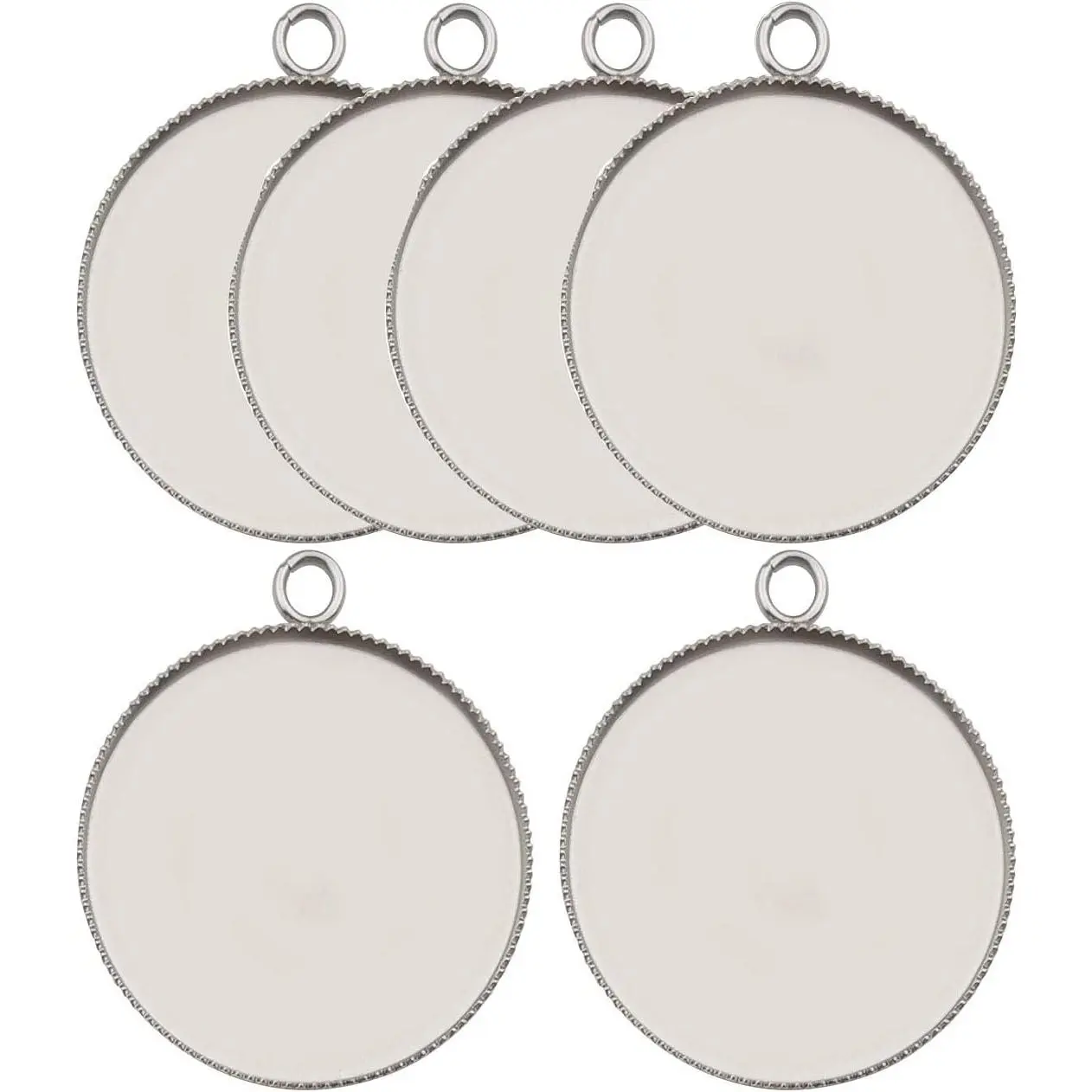 20 Pcs 30mm Stainless Steel Round Blank Bezel Pendant Trays Base Cabochon Settings Charms for Jewelry Making