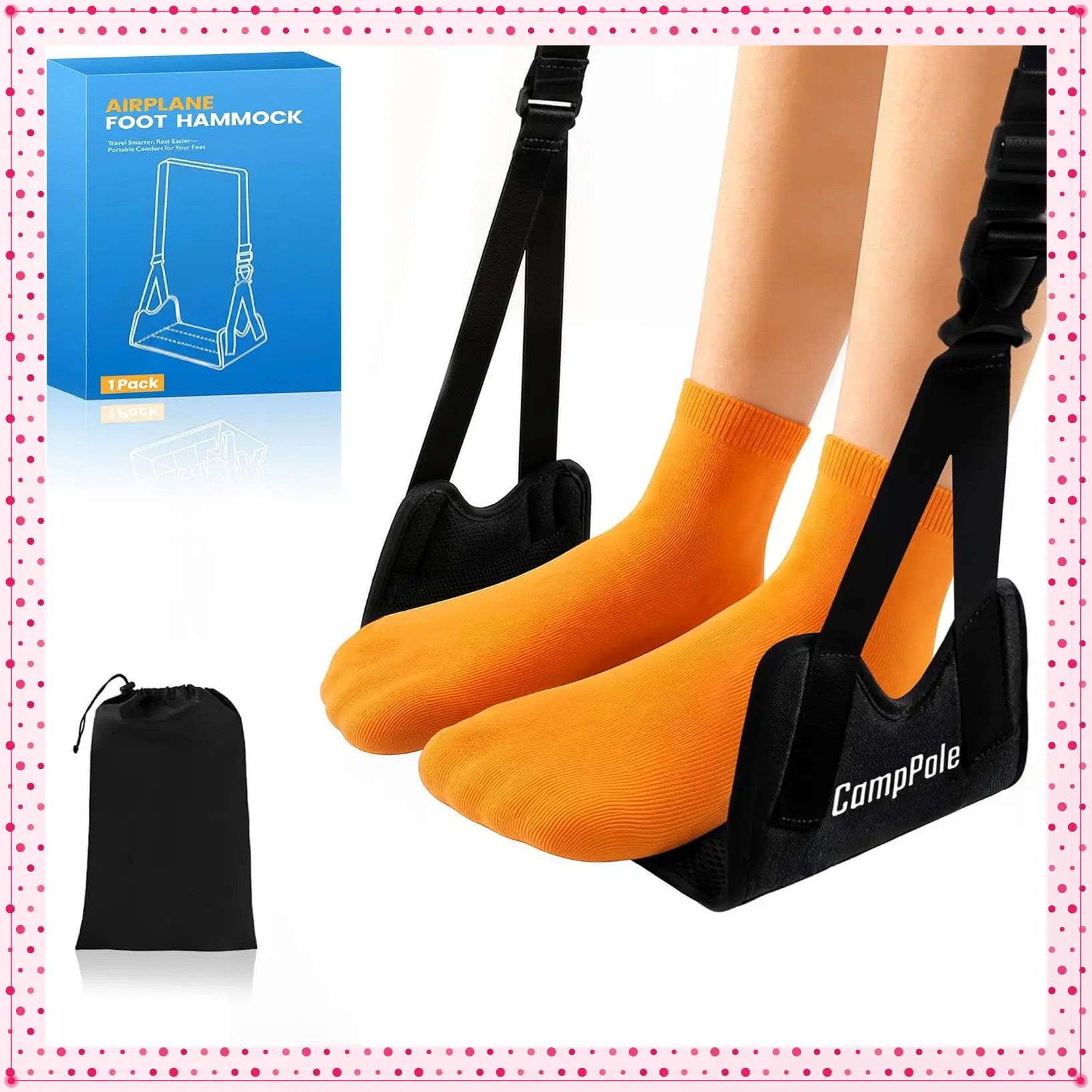 1 Pack Airplane Foot Hammock,No-Collapse Foot Hammock | Thickened Bamboo Airplane Foot Rest,Adjustable Footrest for Office,Long Flight for Plane TravelGift