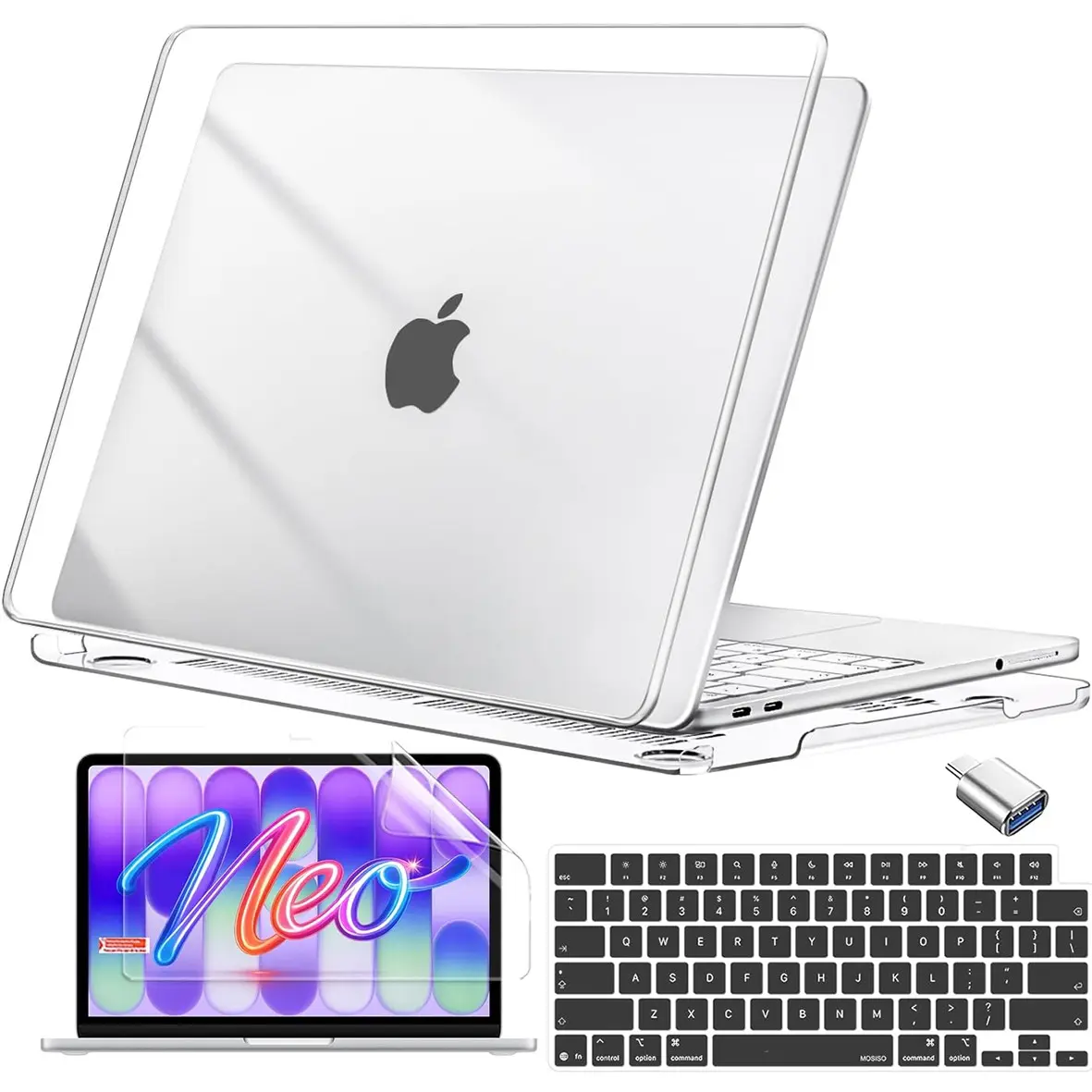Macbook Neo 13-Inch 2026 Model A3404, A18 Pro Chip, Scratch-Resistant Hard Case, Keyboard Protector, Screen Film, Type C Multi-Color, Macbook Accessories