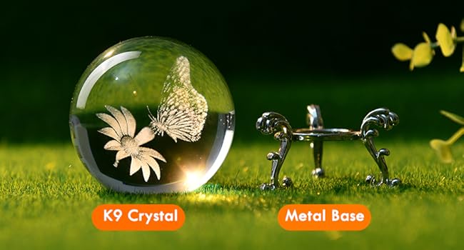 3D Butterfly Crystal Ball 60mm Gifts Ideas for Girlfriend Wife Mom Couple Her Butterfly on Sunflower in Glass Ball with Stand Butterfly Sphere Novelty Home Decor Ornaments Interior Decoration Accessories Modern Home Decoration Art Figurine