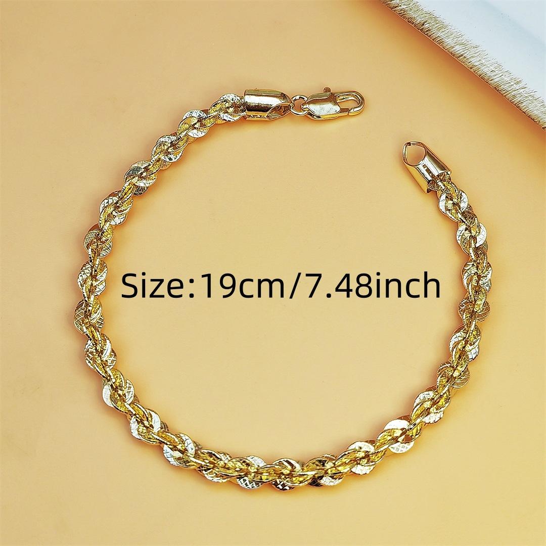 14K Gold Plated Twisted Rope Chain Bracelet for Women & Men Minimalist Luxury Jewelry Trendy Stackable Accessory High-End Daily Wear for Streetwear Party Vacation & Couples Matching